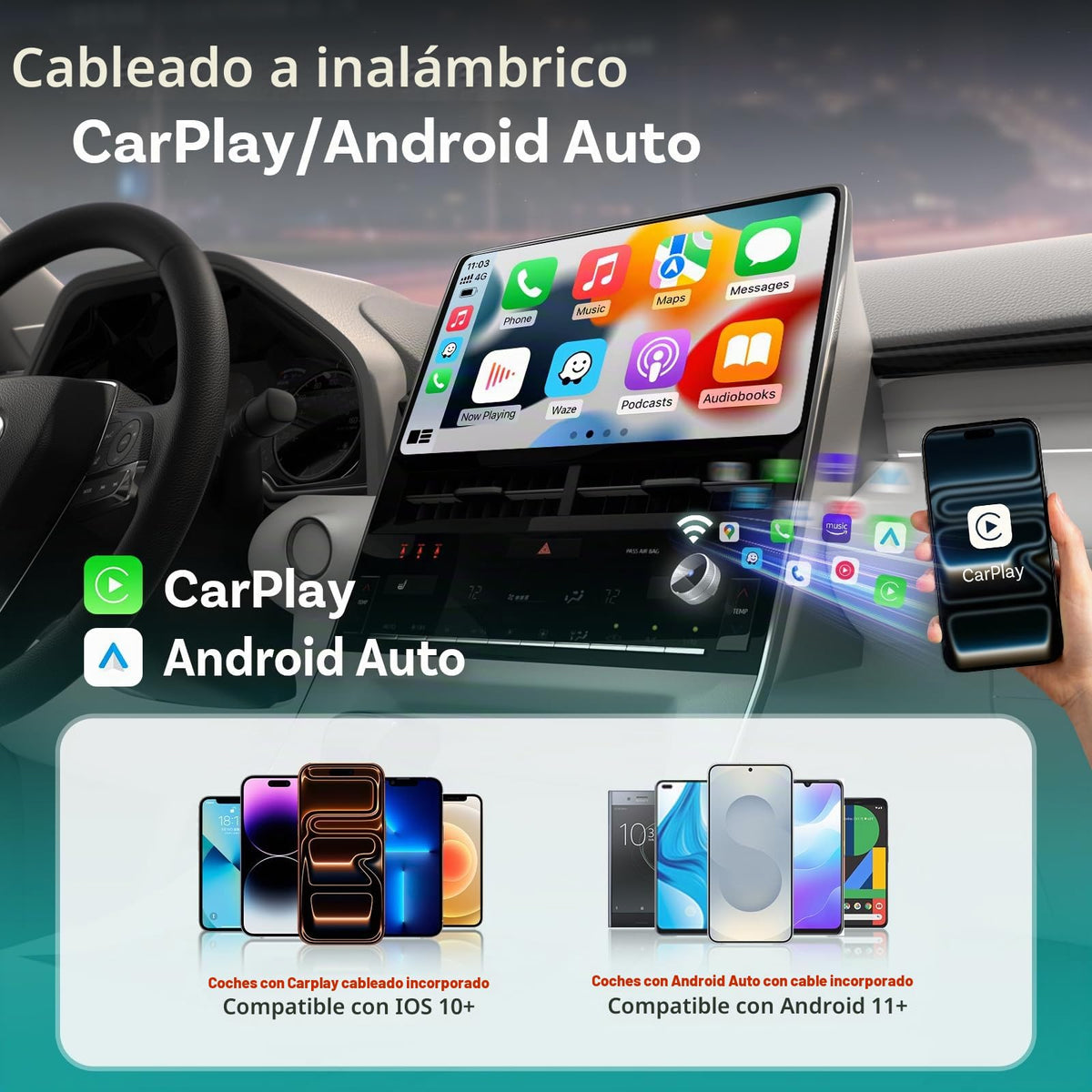 Adaptador Inalámbrico OTTOCAST Mini Tube 2026 WiFi 5 GHz Diseño Premium de Aluminio