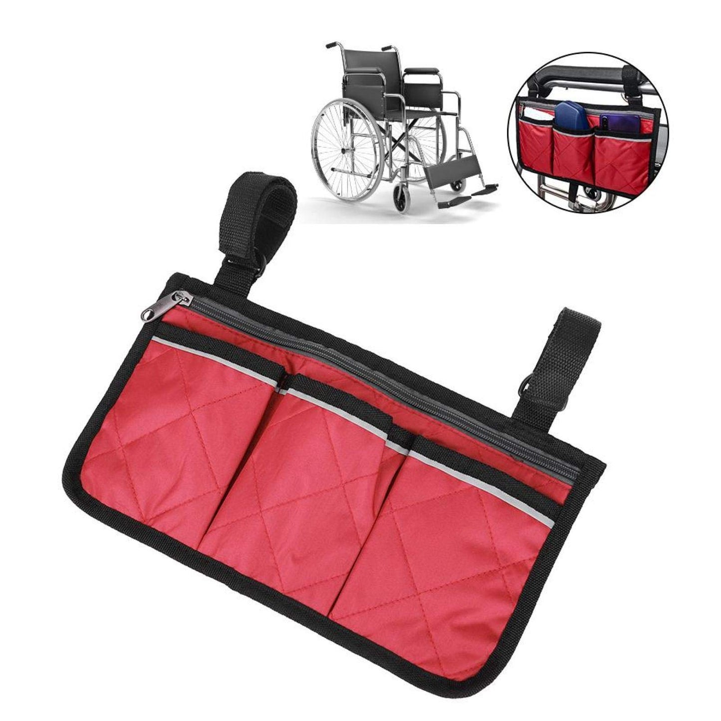 Bolsa Multifuncional Walker roja Organizadora de Almacenamiento para Silla de Ruedas y Scooter
