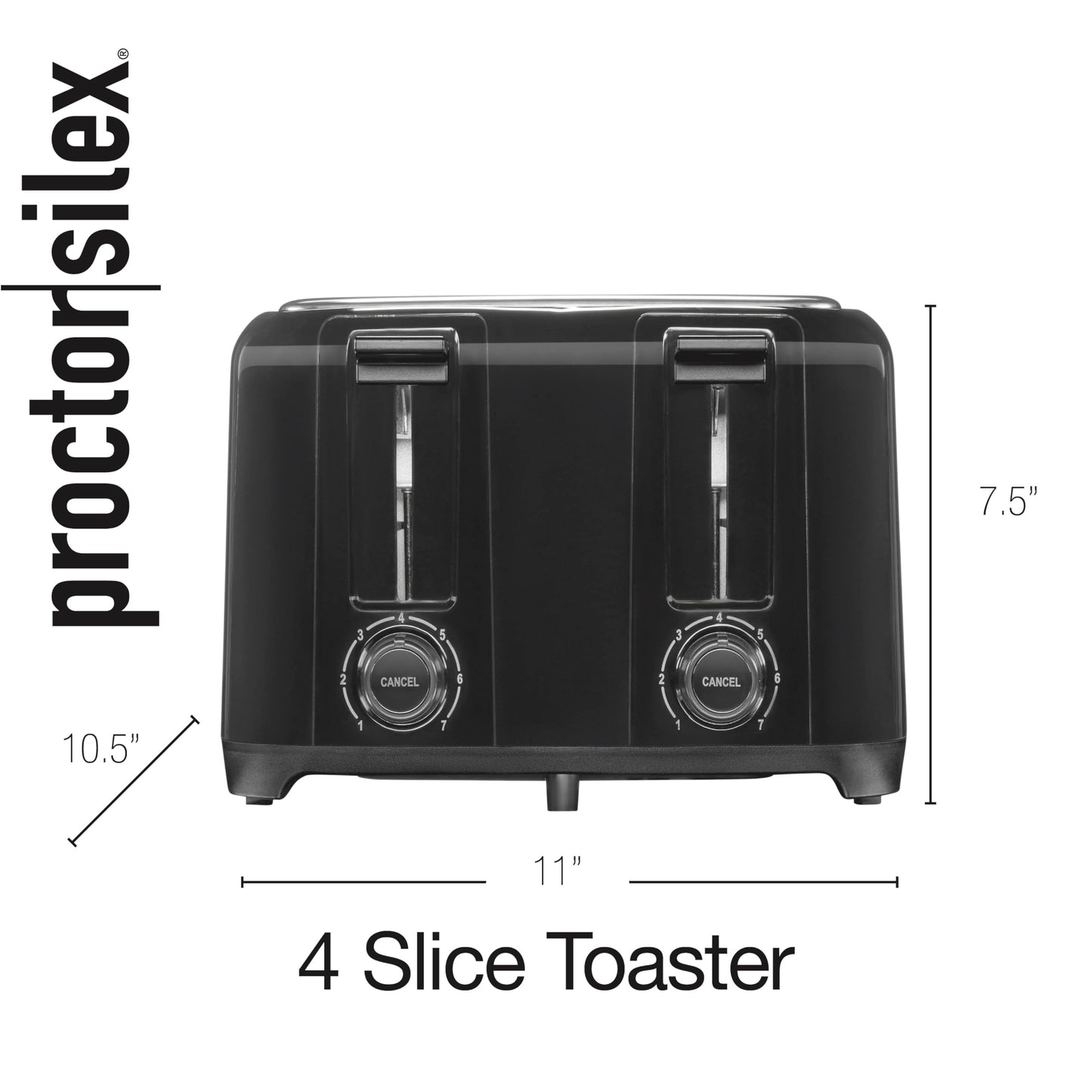 Proctor Silex - Tostador, 4 rebanadas, Negro, 4 rebanadas, 1