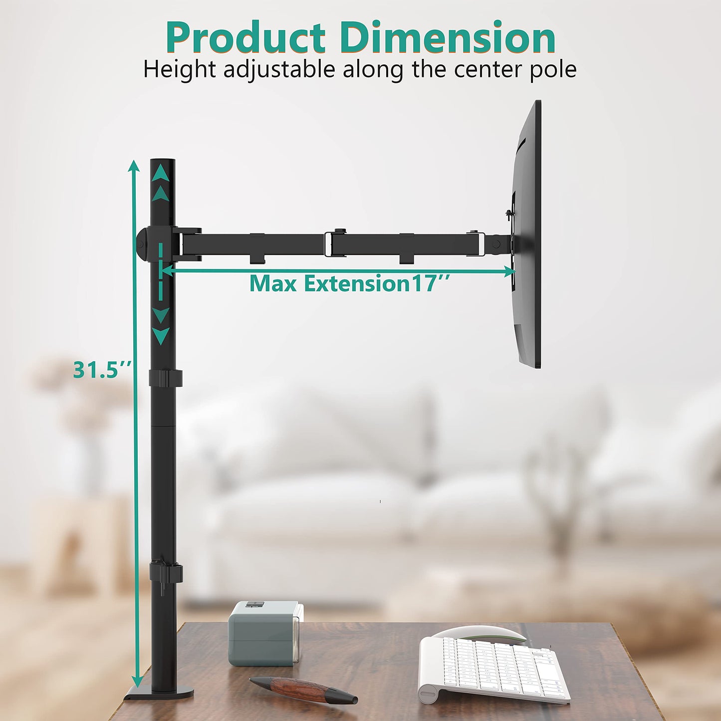Soporte para Monitor WALI Negro con Ajuste Horizontal y Vertical VESA 75 & 100mm Hasta 32 Pulgadas 10 kg