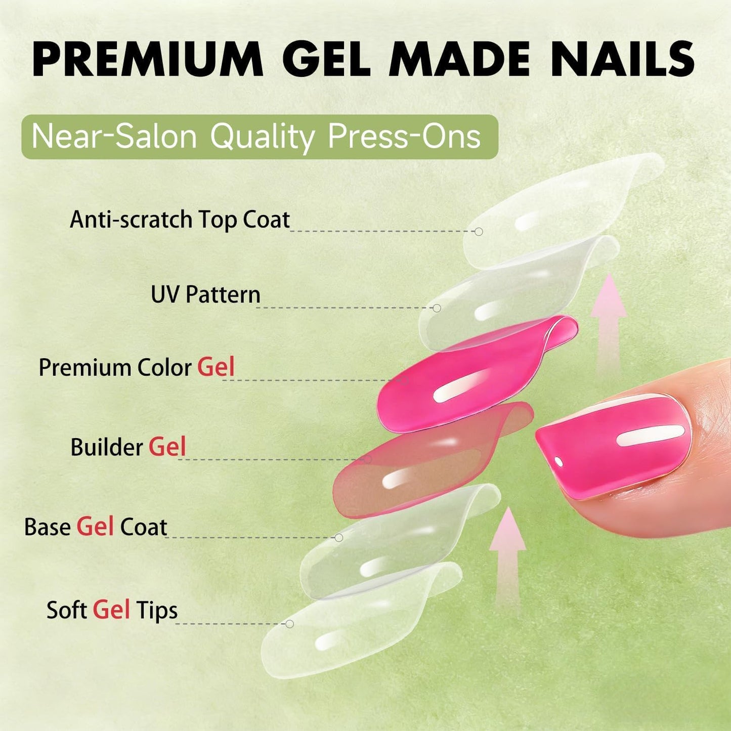 SXVME Uñas postizas cortas cuadradas de gel suave, 30 piezas, 15 tamaños, rosa fucsia, uñas postizas cortas, reutilizables, gruesas, con pegamento, vibrantes.