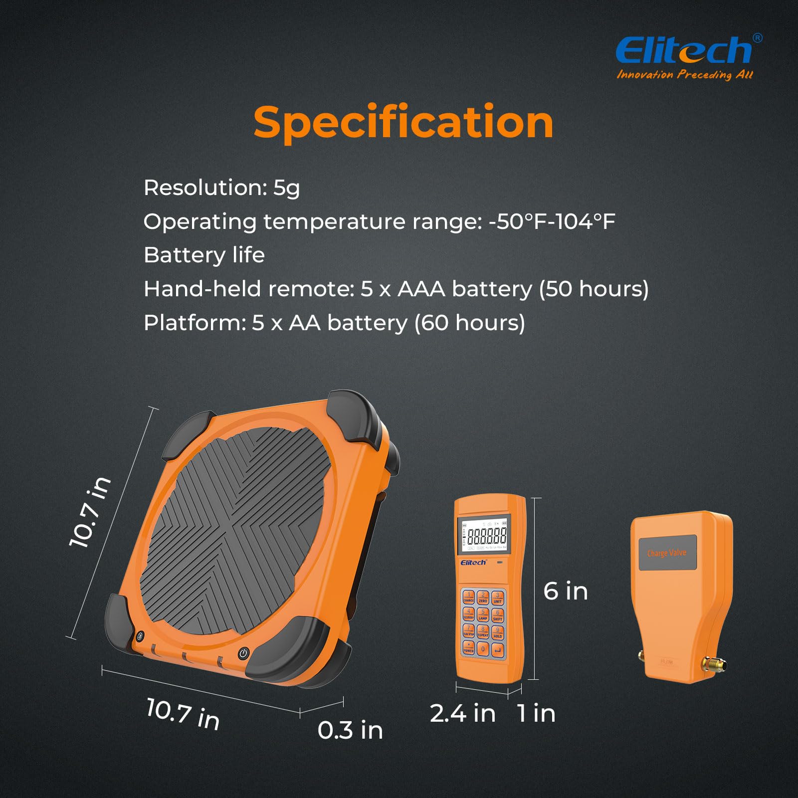 Elitech LMC-310 Báscula Electrónica Refrigerante, 100 KG Inalámbrica para Suministro de Combustible de Refrigerante Electrónico para HVAC y CA Estuche portátil