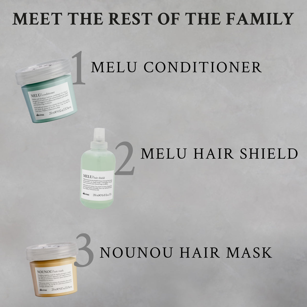 Davines MELU| Shampoo Anti-quiebre para Cabello Largo o Dañado | 250 ml