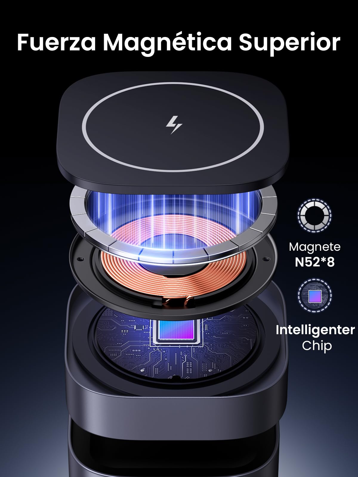 Cargador Inalámbrico Plegable UGREEN Magnética con Carga Rápida Qi para iPhone y AirPods