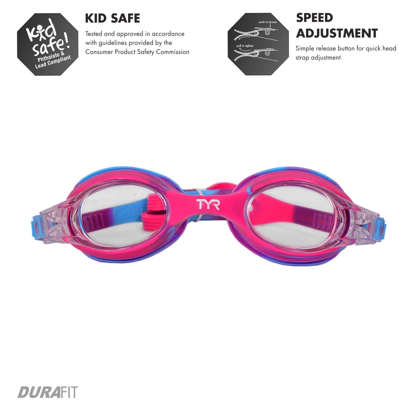 Gafas de Natación TYR Juveniles Rosa Azul Tie Dye