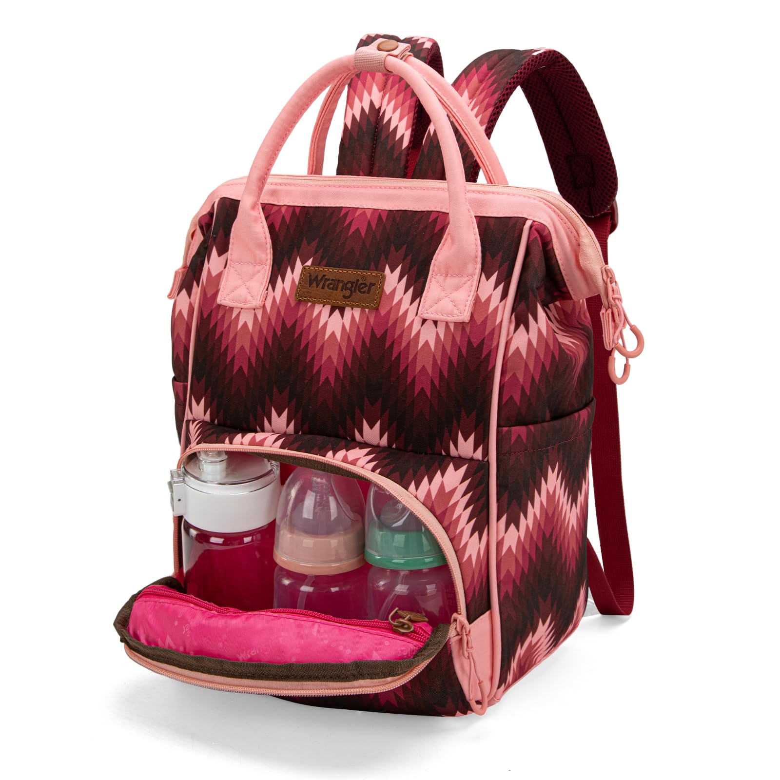 Montana West Wrangler Bolsa de pañales Mochila Western Bolsa de bebé, Clásico Rosa Oscuro, Moderno