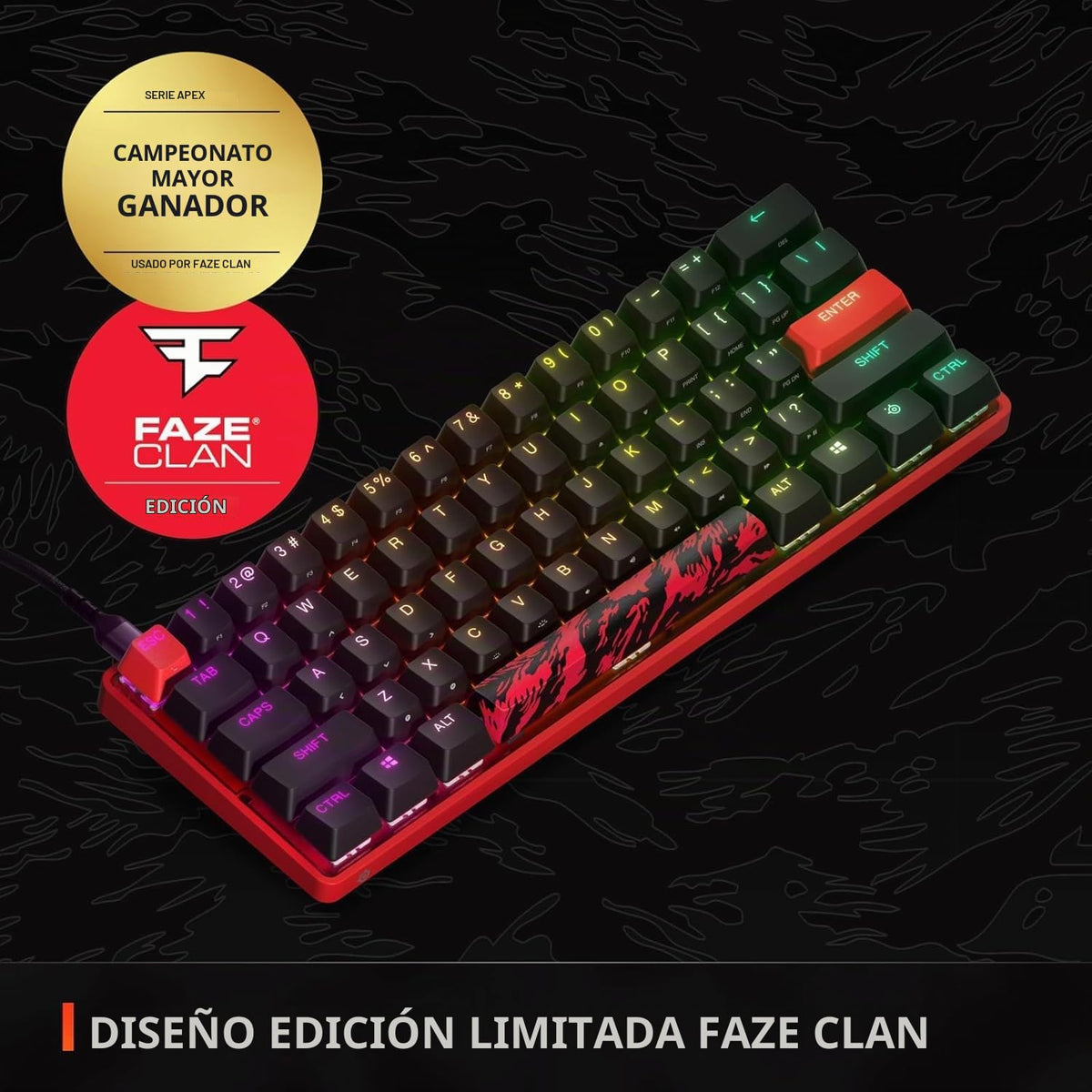 Teclado óptico SteelSeries Apex 9 Mini Faze Clan Edición compacta 60% RGB reacondicionado