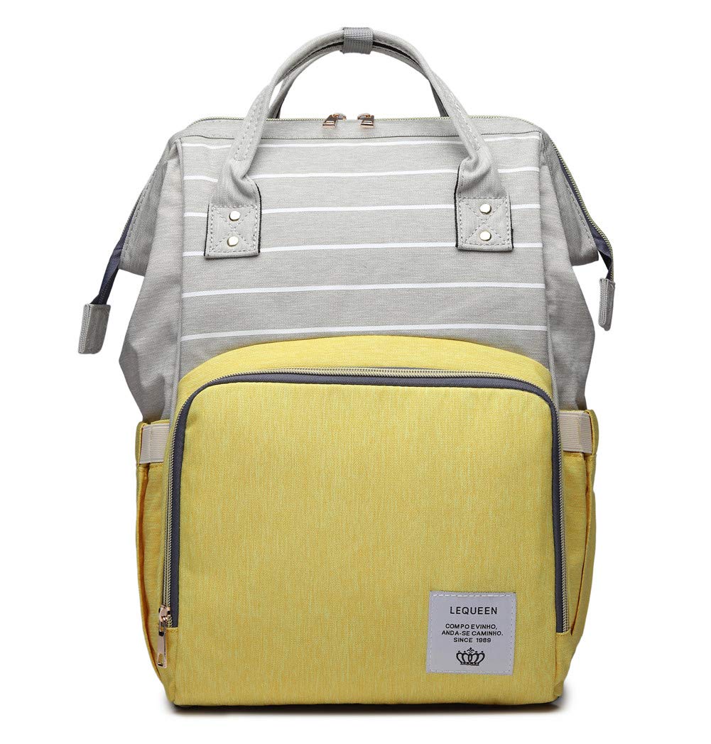 Armbq - Bolsa de pañales multifunción impermeable para mamá, esencial para bebé, mochila de viaje, Amarillo, Large, Mochilas de viaje