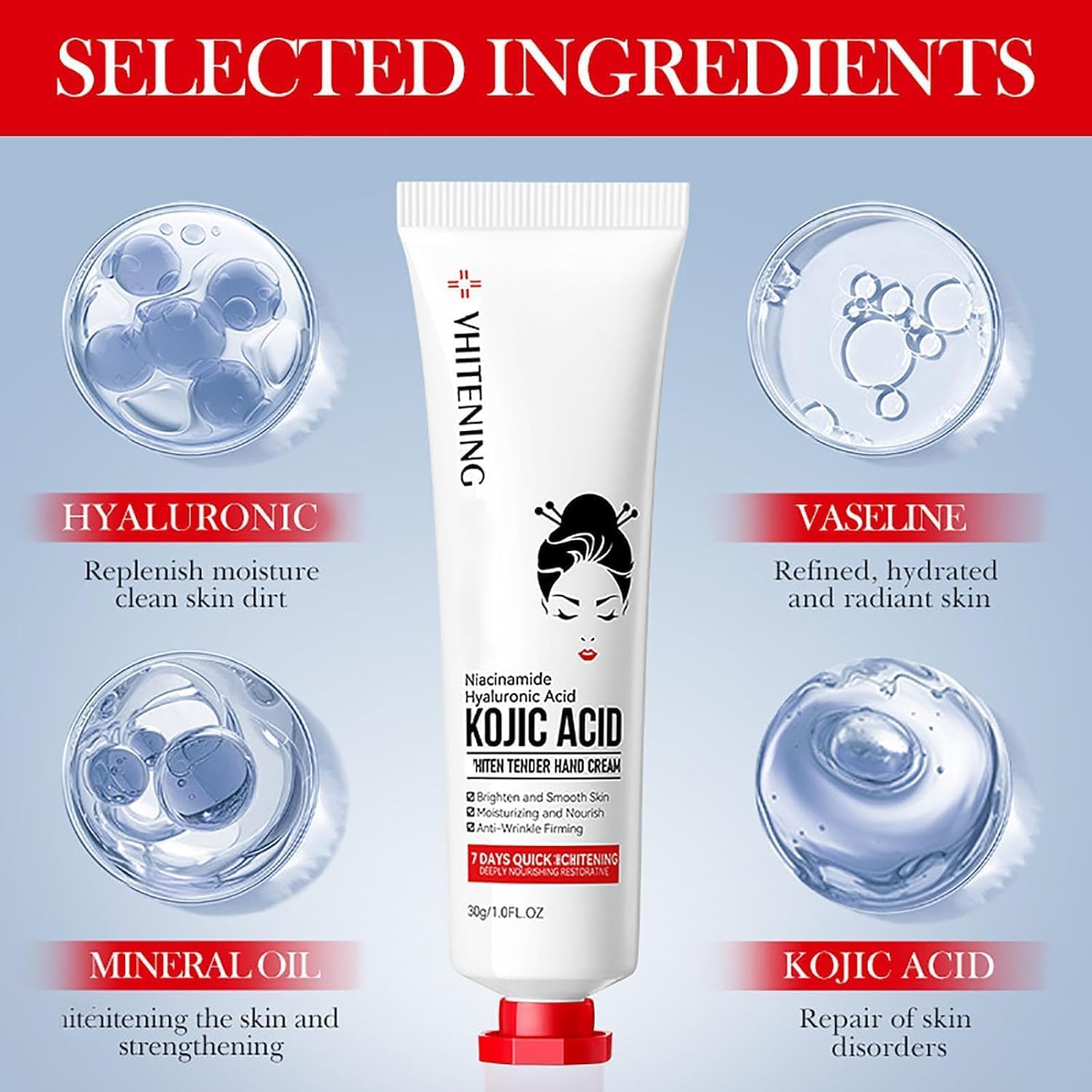 Crema de manos con Kojic Acid para mujeres - Hidratante 30g (2 piezas)