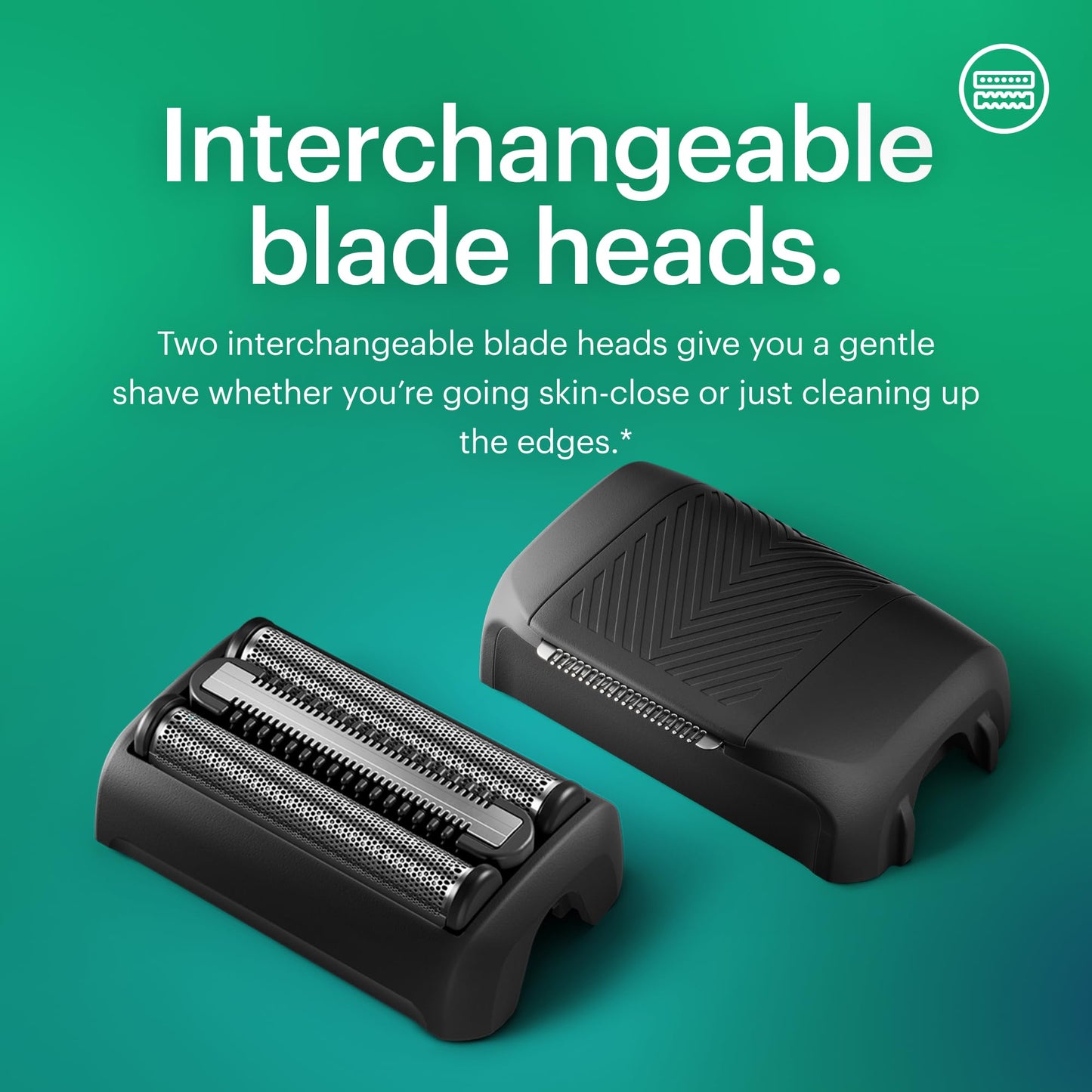 Afeitadora de láminas para hombres MANSCAPED® The Chairman™ Plus: dos cabezales de cuchillas intercambiables, afeitadora de láminas de tres cuchillas SkinSafe® y recortadora de patillas de precisión