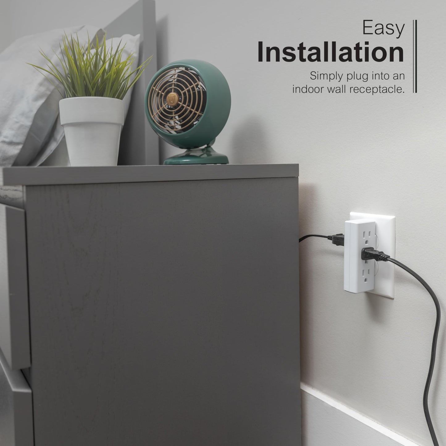GE home electrical Extensor de 6 salidas con acceso lateral, llave de pared, gira 2 salidas en 6, 3 puntas, clasificación interior, listado UL, blanco, 54543