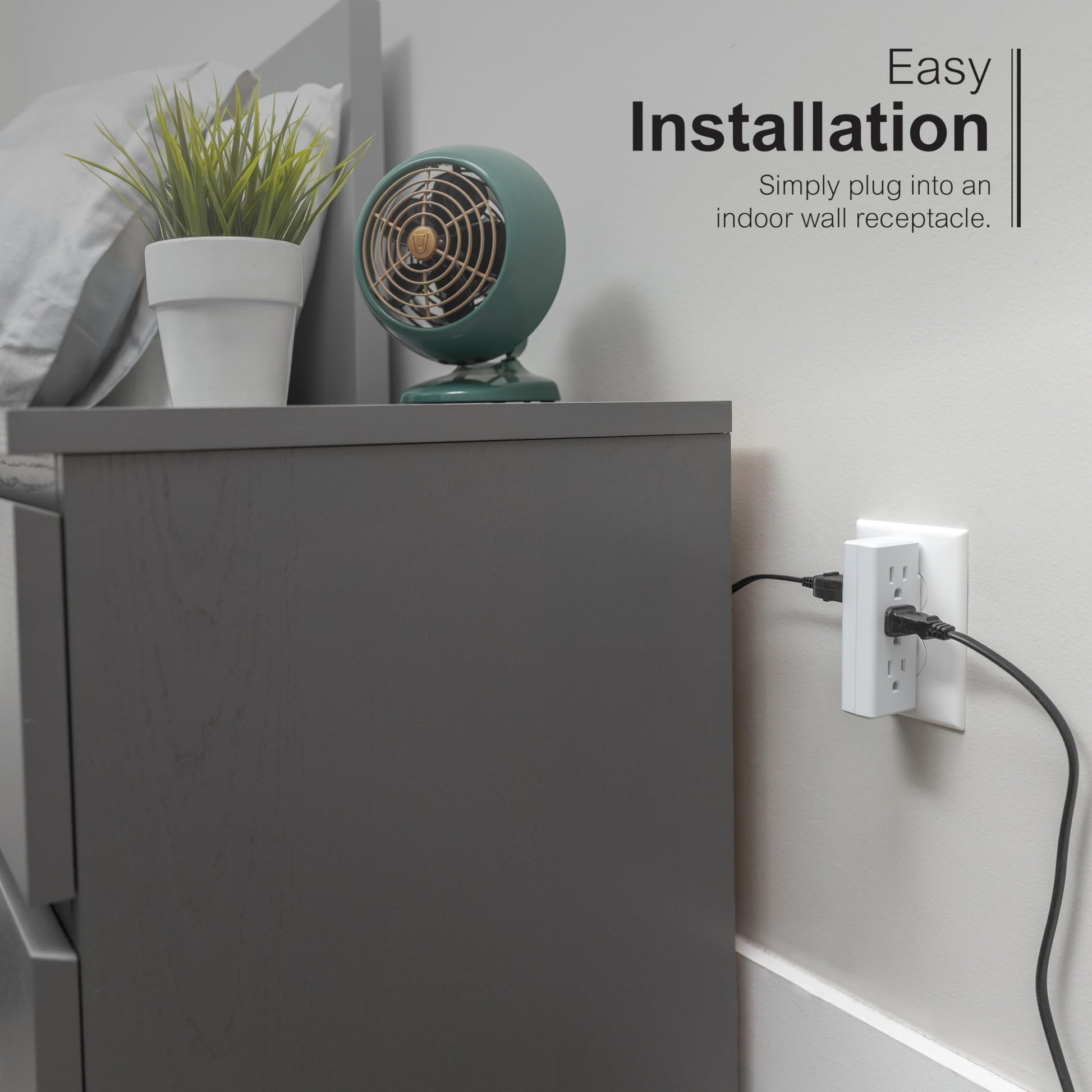 GE home electrical Extensor de 6 salidas con acceso lateral, llave de pared, gira 2 salidas en 6, 3 puntas, clasificación interior, listado UL, blanco, 54543