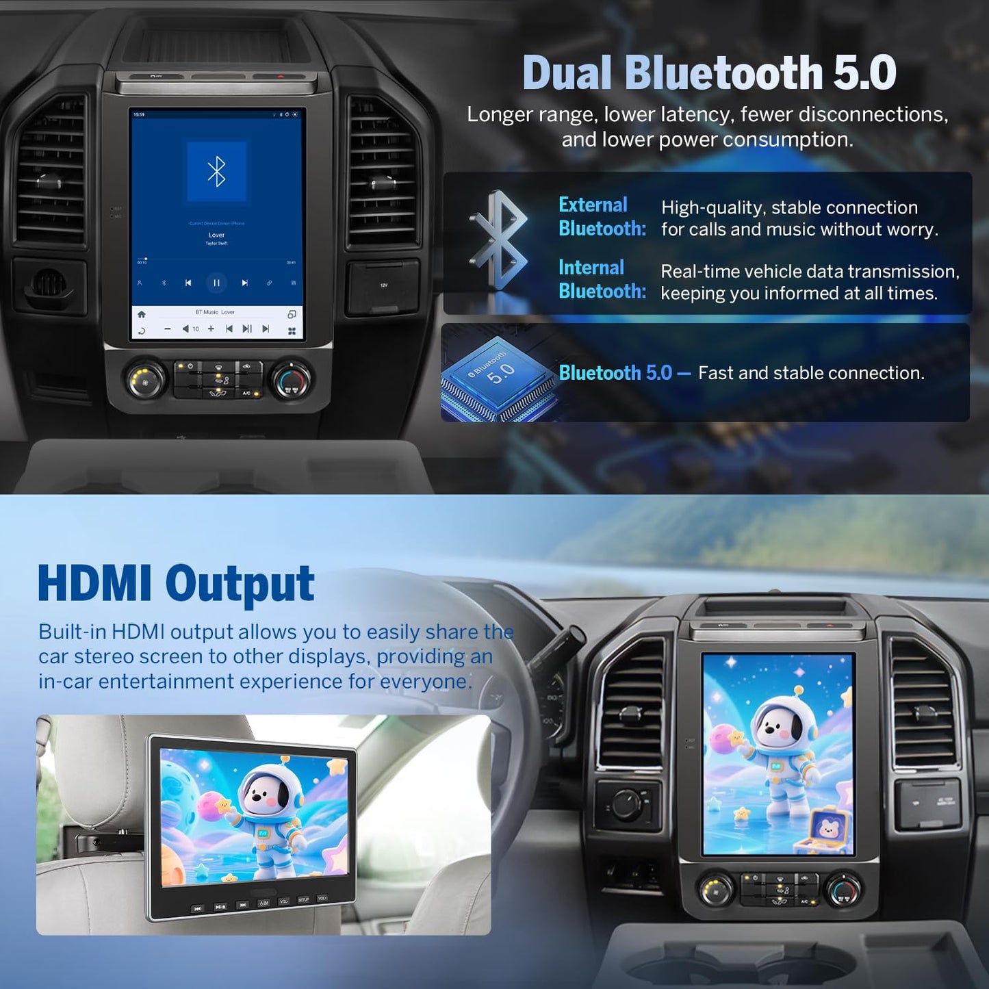 Eonon 4+64GB 12.1" Estéreo de coche doble DIN para Ford F-150 15-20