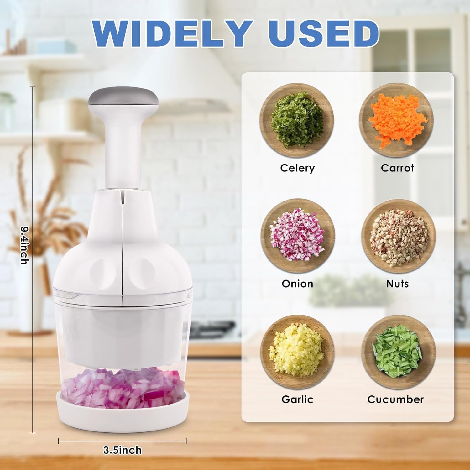 Picador de Alimentos Pampered Chef Blanco Manual para Verduras y Frutos Secos