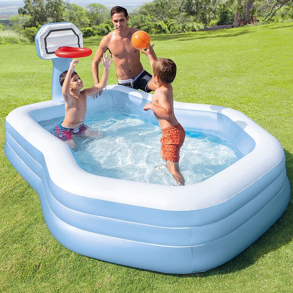 Intex Alberca Inflable Infantil con Canasta de Baloncesto y Pelota, Piscina Hinchable | 57183