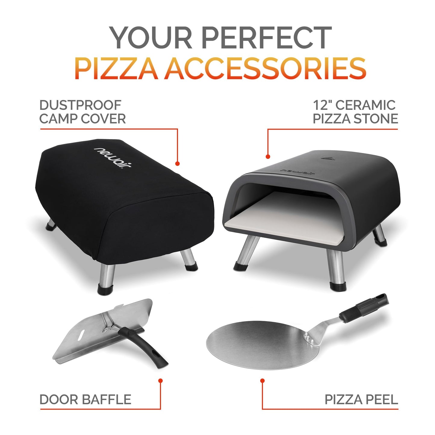 Newair - Horno eléctrico de pizza de 12 pulgadas, máquina para hacer pizzas en el hogar y al aire última intervensión, horno de convección de 1850 W, bandeja para pizza, estufa portátil resistente al