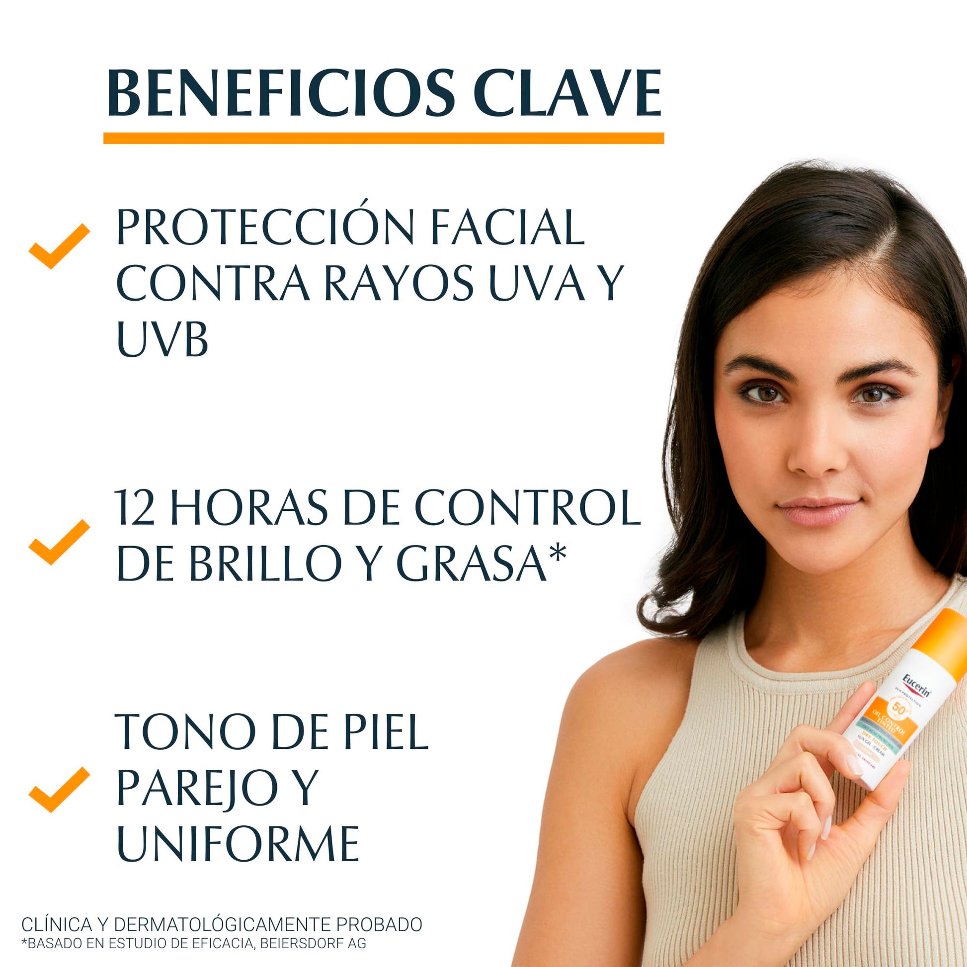 Protector Solar Facial Eucerin Sun Face Oil Control Claro Efecto Mate para Piel Grasa