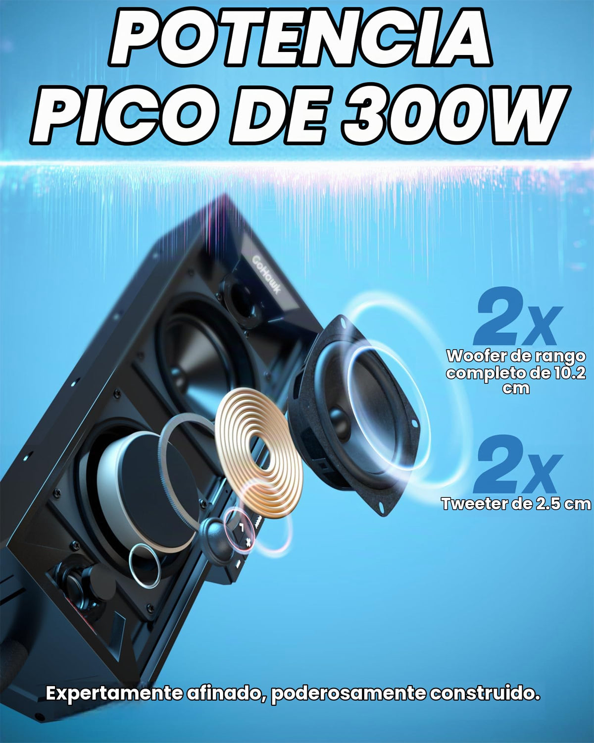 Barra de Sonido GoHawk Negra con Luces RGB e Impermeable IP66 para UTV y ATV Compatible con Polaris
