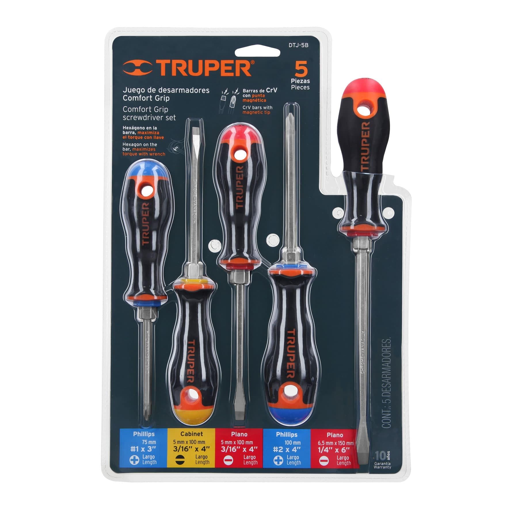 Juego de Desarmadores Truper Comfort Grip 5 Piezas