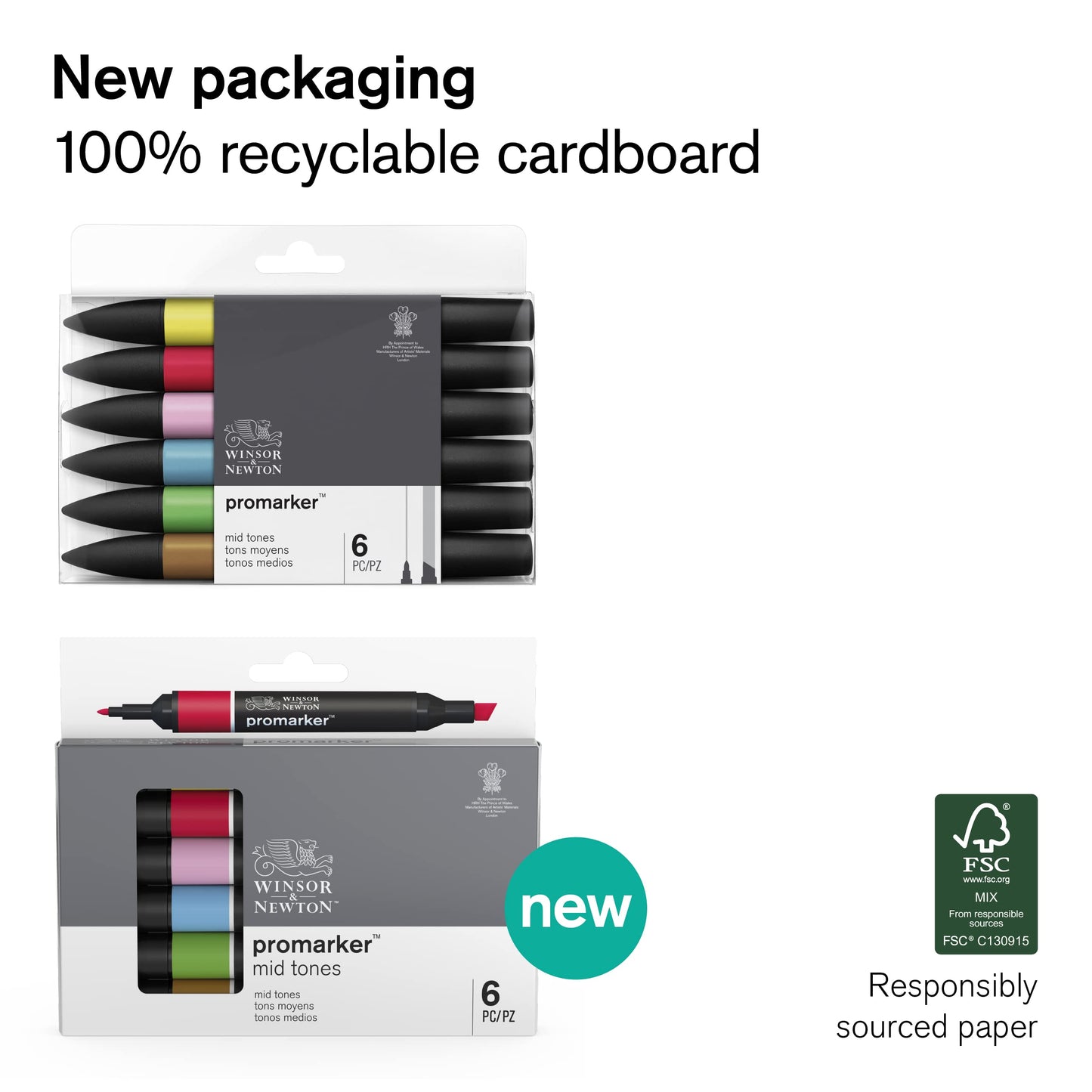 Winsor & Newton ProMarker Set, 6 unidades, negros + licuadora