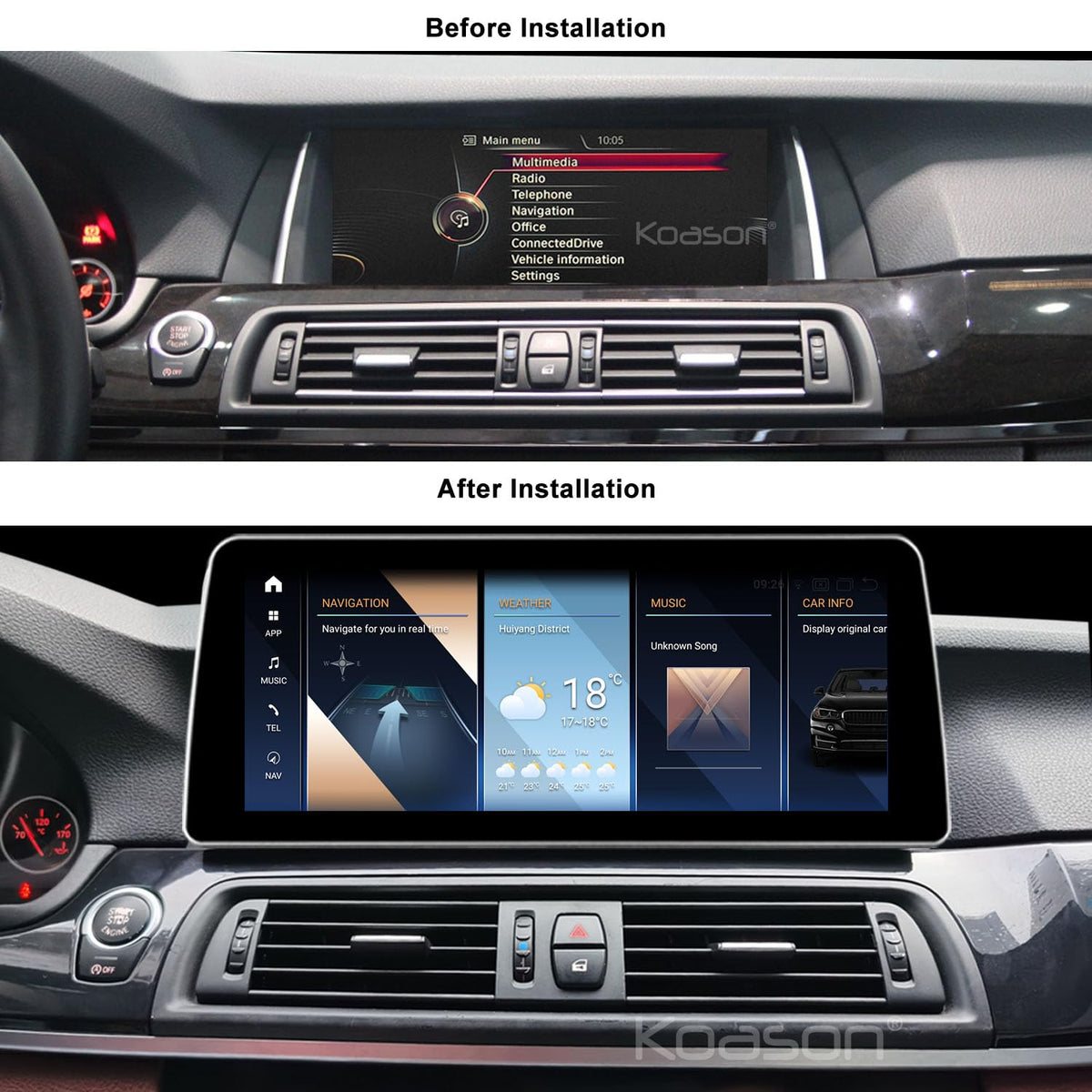 Reproductor Multimedia Android HD 12.3 Pulgadas Koason para BMW Serie 5 F10 F11 M5 2013-2016 NBT