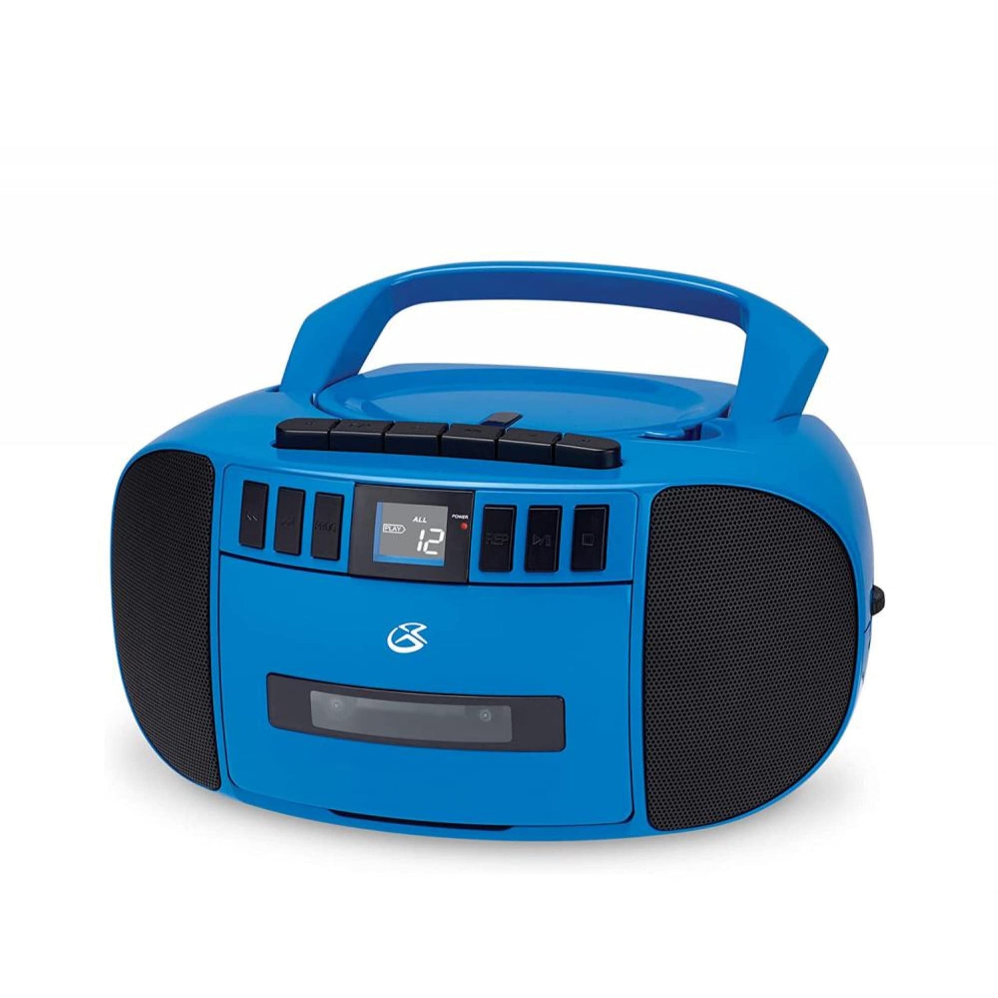 GPX BCA209BU Boombox portátil Am/FM con reproductor de CD y cassette, azul