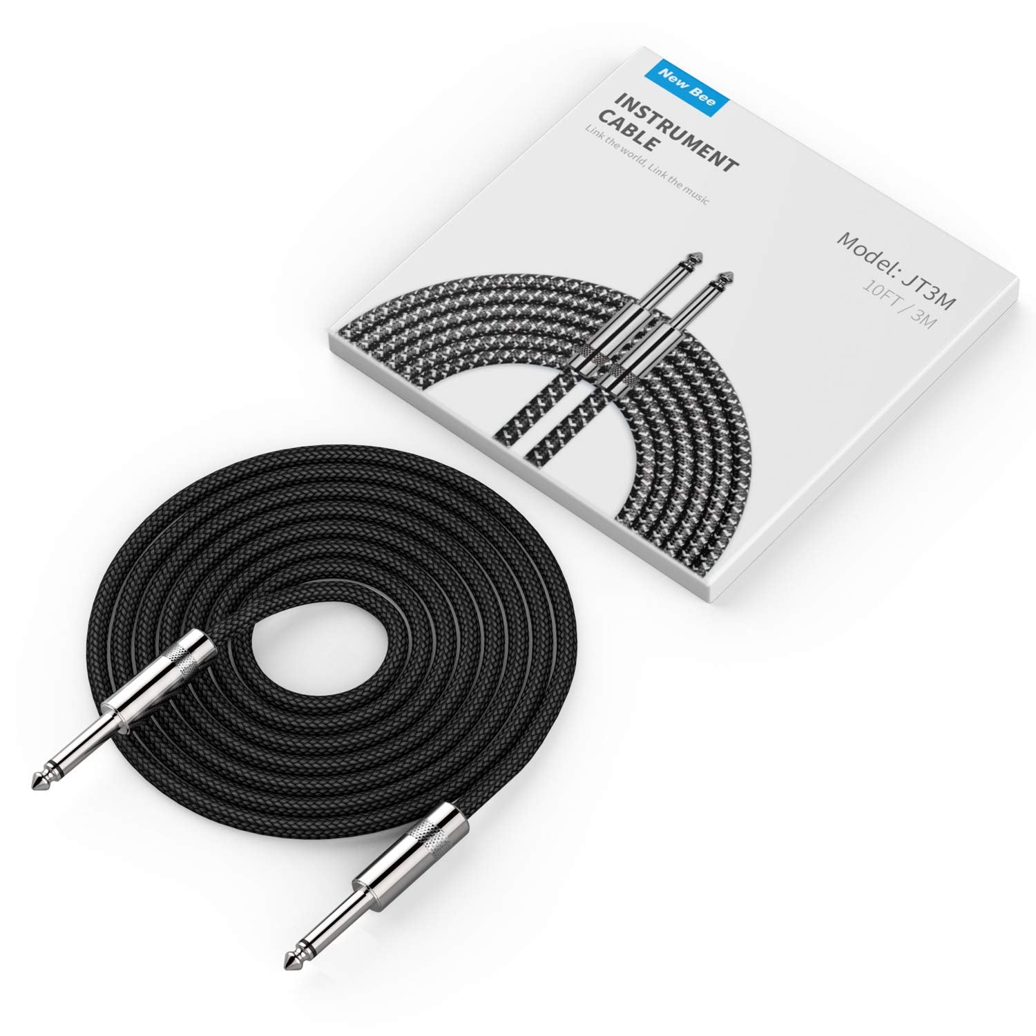 Cable Guitarra de Instrumento,New Bee Eléctrico Amplificador de Bajo,Adaptador de Audio Estéreo Balanceado Macho a Macho Cable Trenzado de Nailon,Accesorios para Instrumentos Musicales