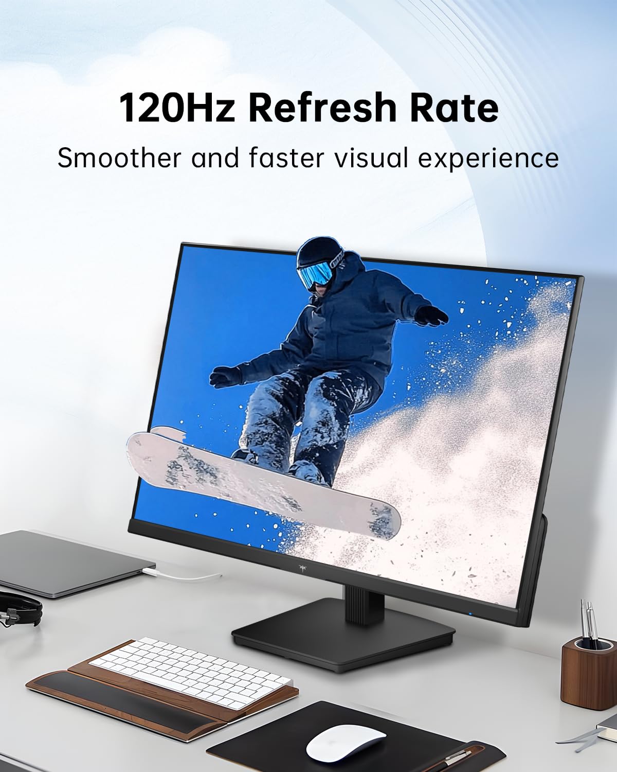 KTC - Monitor de computadora de 27" - Pantalla QHD (2560 x 1440), hasta 120Hz, panel IPS, 123% sRGB, HDMI 2.0 x 2 y DP 1.4 x1, sincronización adaptativa, pantalla amigable para los ojos, monitores de
