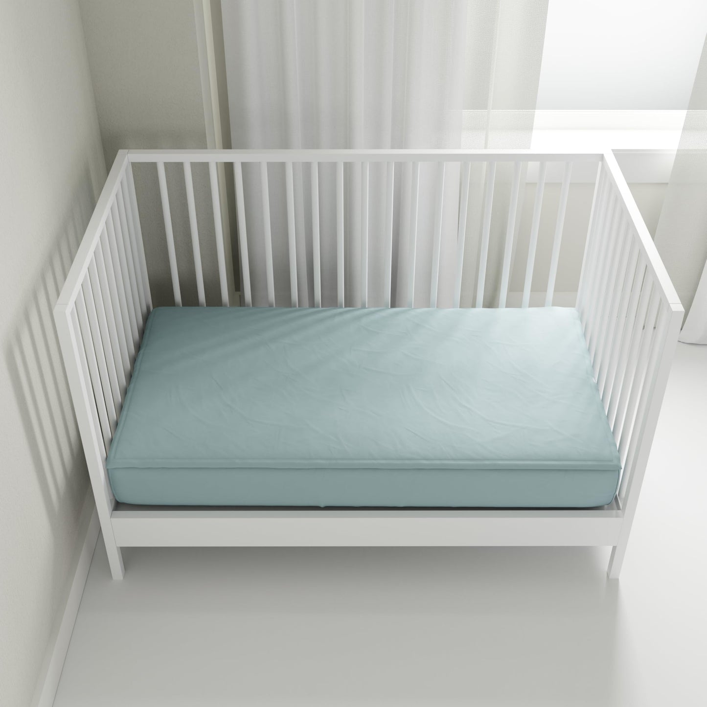 QuickZip Juego de sábanas para cuna – Sábanas para cuna de bebé más rápidas, seguras y fáciles – Incluye 1 base envolvente y 3 sábanas para cuna con cierre, color azul polvoriento, 100% algodón, se