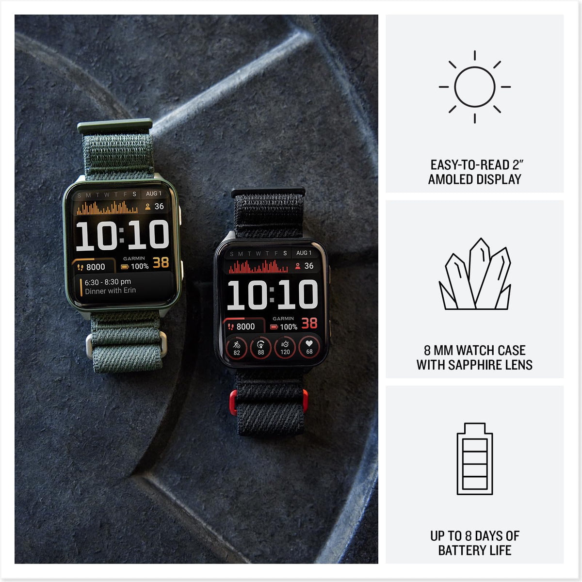 Reloj Inteligente GPS Garmin Venu X1 Musgo Fondo Titanio Ligero AMOLED Fitness Avanzado