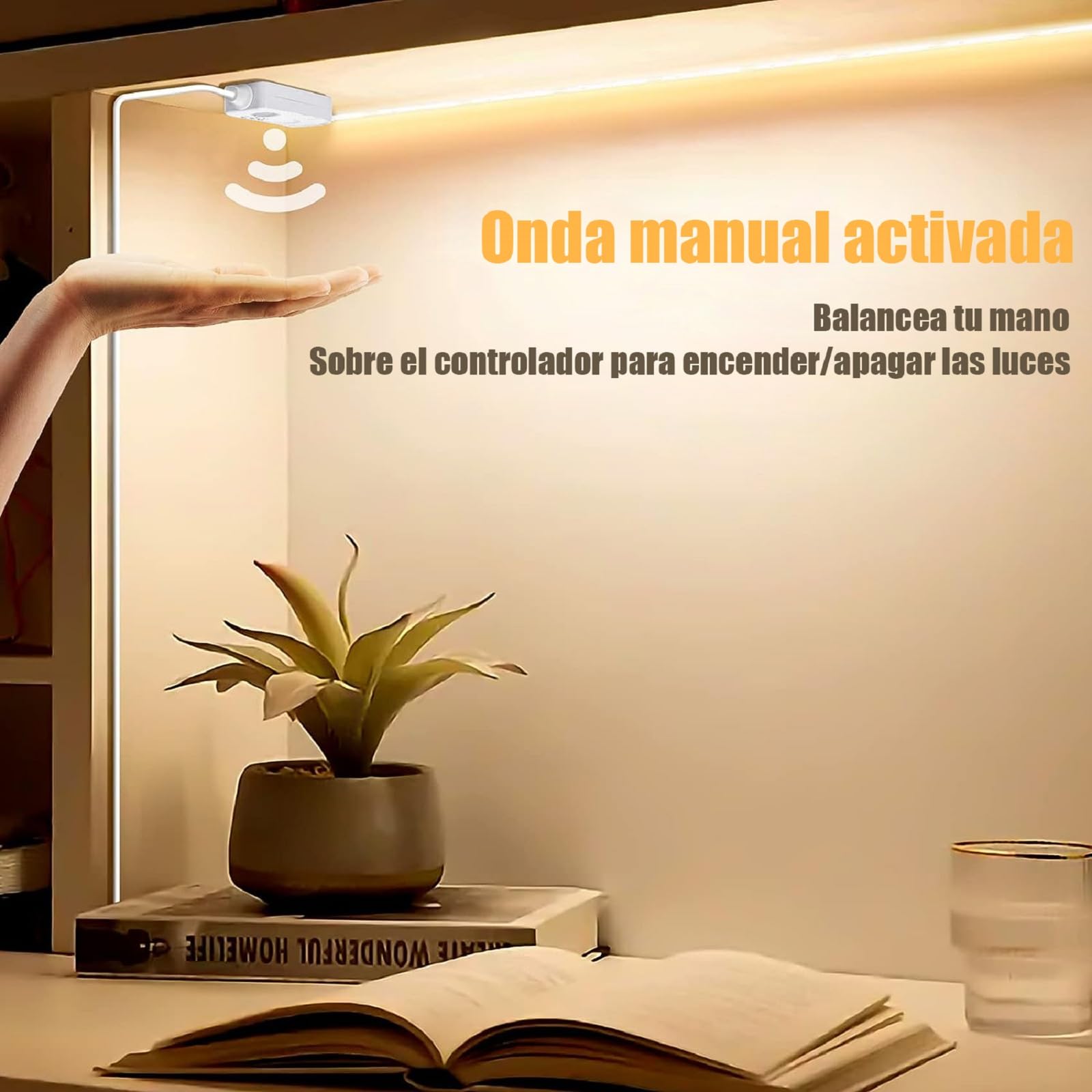 BAGOTT Tira de Luces Led, 3M Luz Led Regulable con Sensor de Movimiento, 180 LED, 3500K Brillo Ajustable para Cocina, Recámara, Sala de Estar, Dormitorio (Blanco Calido)