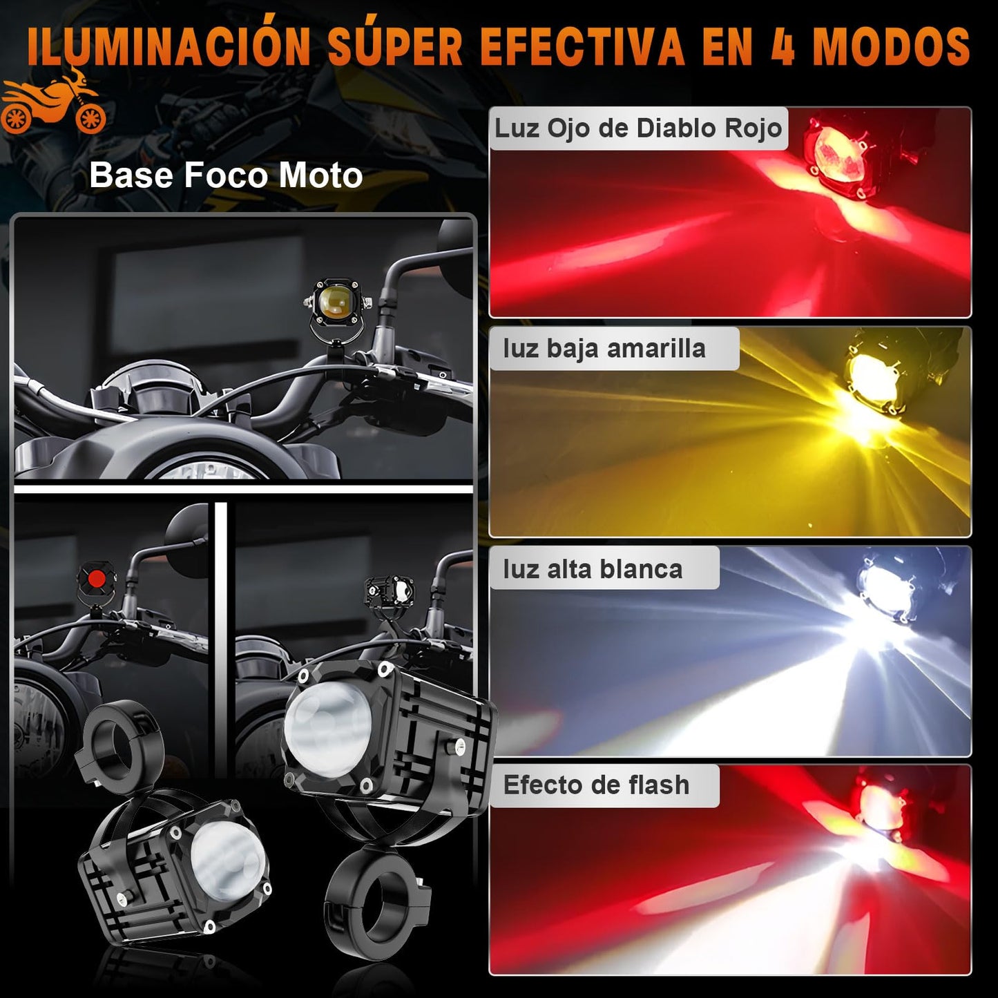 AUTOFAST 80w 6500k Faros Led Para Moto Con Lente,Luz Antiniebla Auxiliares Para Moto,Súper Brillante Luces Exploradoras Para Moto,Faros De Niebla Para Motocicleta,Focos Para Moto,2pcs