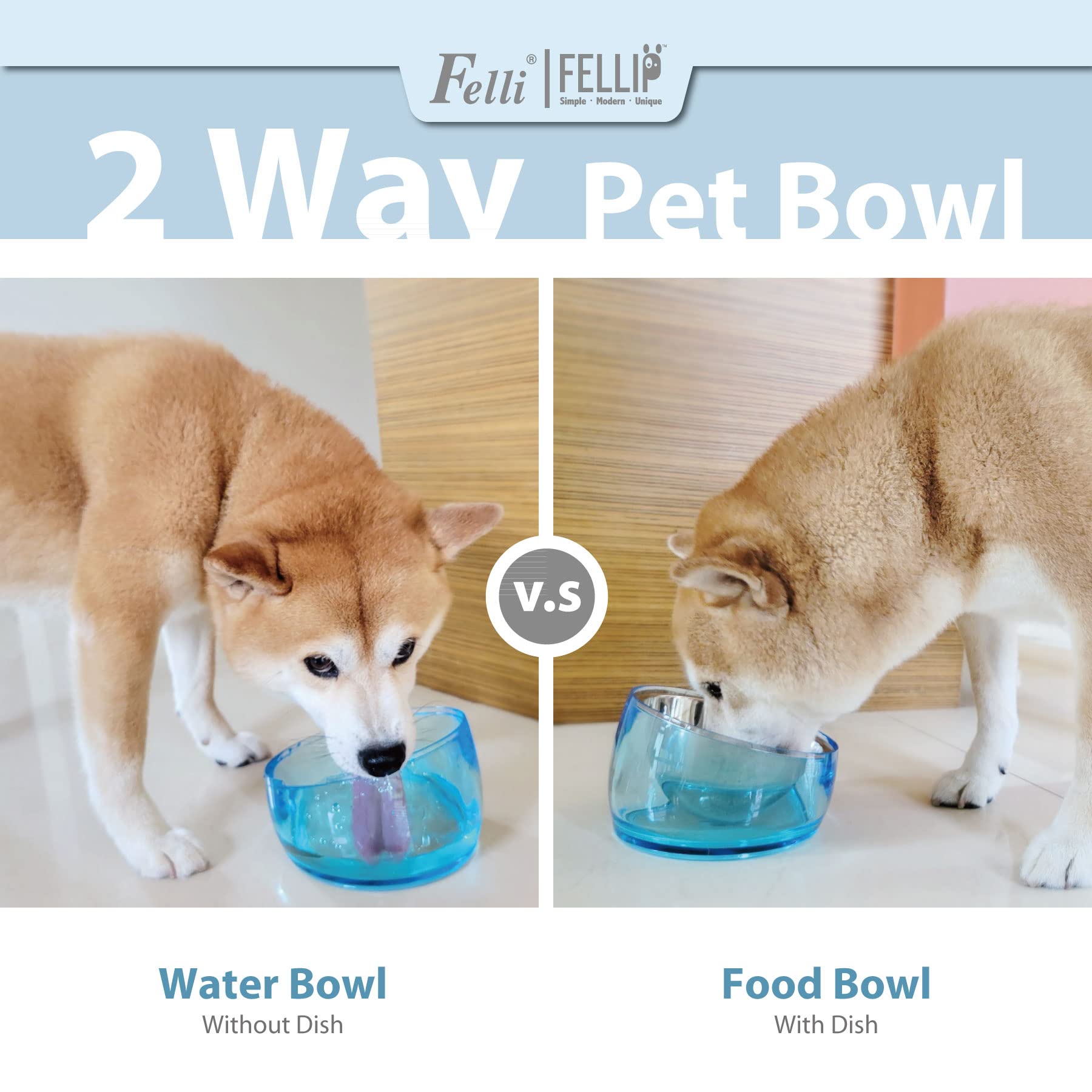 Felli Cuenco elevado para perros de acero inoxidable inclinado ovalado inclinado antivómitos, a prueba de derrames, base antideslizante de goma elevada, alimentador de metal para perros pequeños y medianos (1.5 tazas, zafiro)