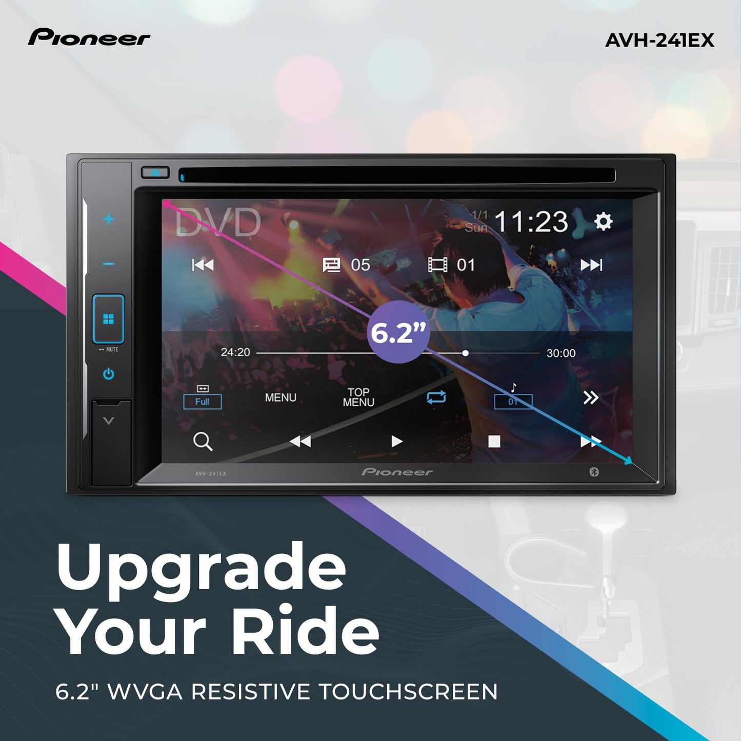 Receptor de CD/DVD Doble Din Pioneer Negro con Amazon Alexa y Bluetooth, Pantalla Táctil de 6.2 Pulgadas y Cámara de Respaldo