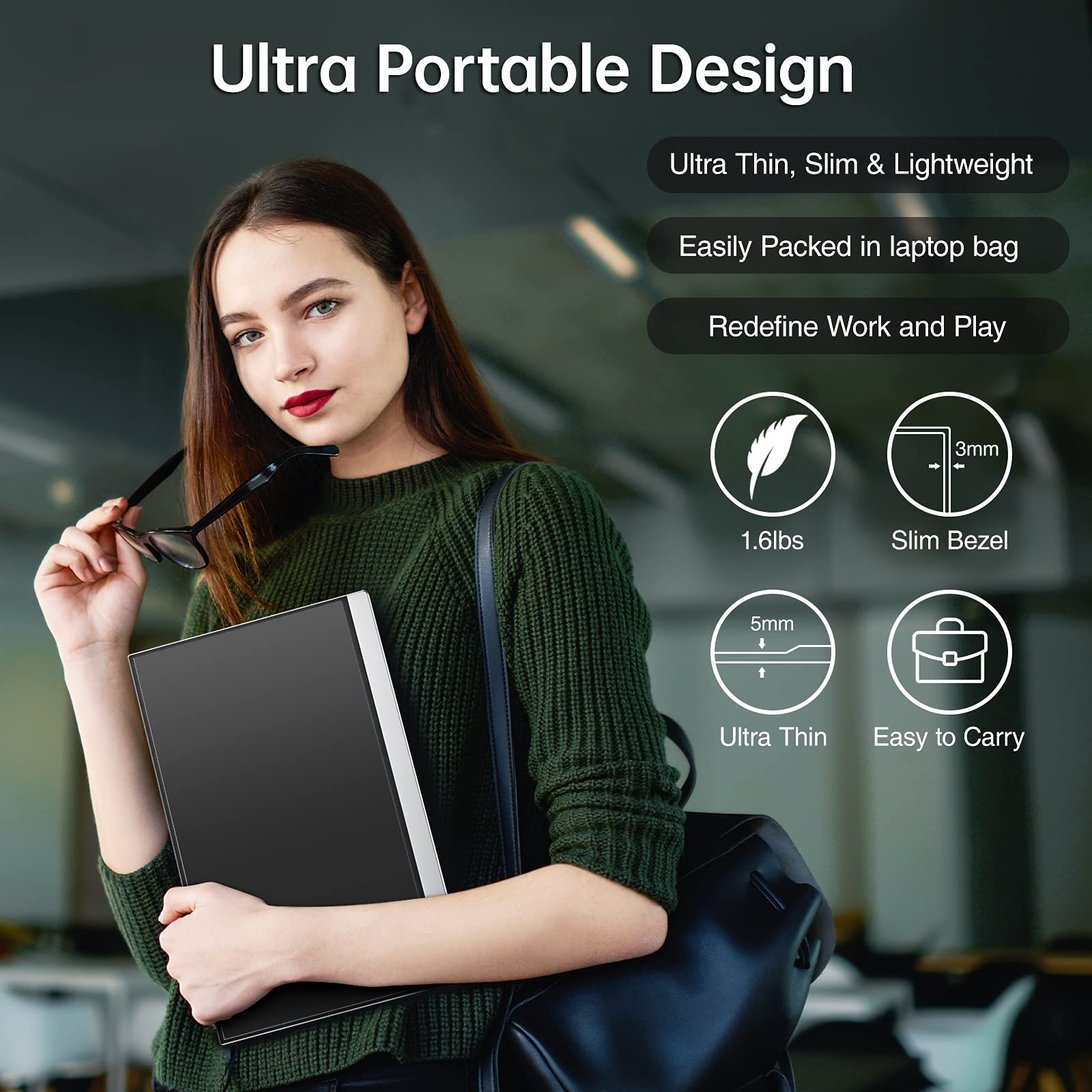Cocopar - Monitor portátil para portátil - Monitor de viaje FHD HDR de 15.6 pulgadas 1080P con USB-C HDMI para laptop, PC, Mac, Surface Xbox PS4/5, VESA Montable