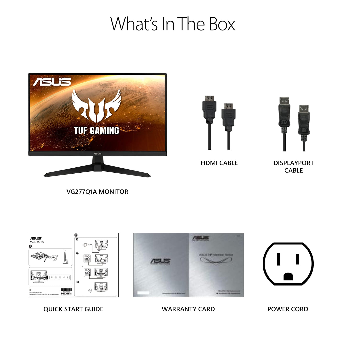 ASUS TUF Gaming 27” 1080P Gaming Monitor (VG277Q1A) - Full HD, 165Hz (Supports 144Hz), 1ms, Extreme Low Motion Blur, FreeSync Premium, Shadow Boost, Eye Care, HDMI, DisplayPort, Tilt Adjustable