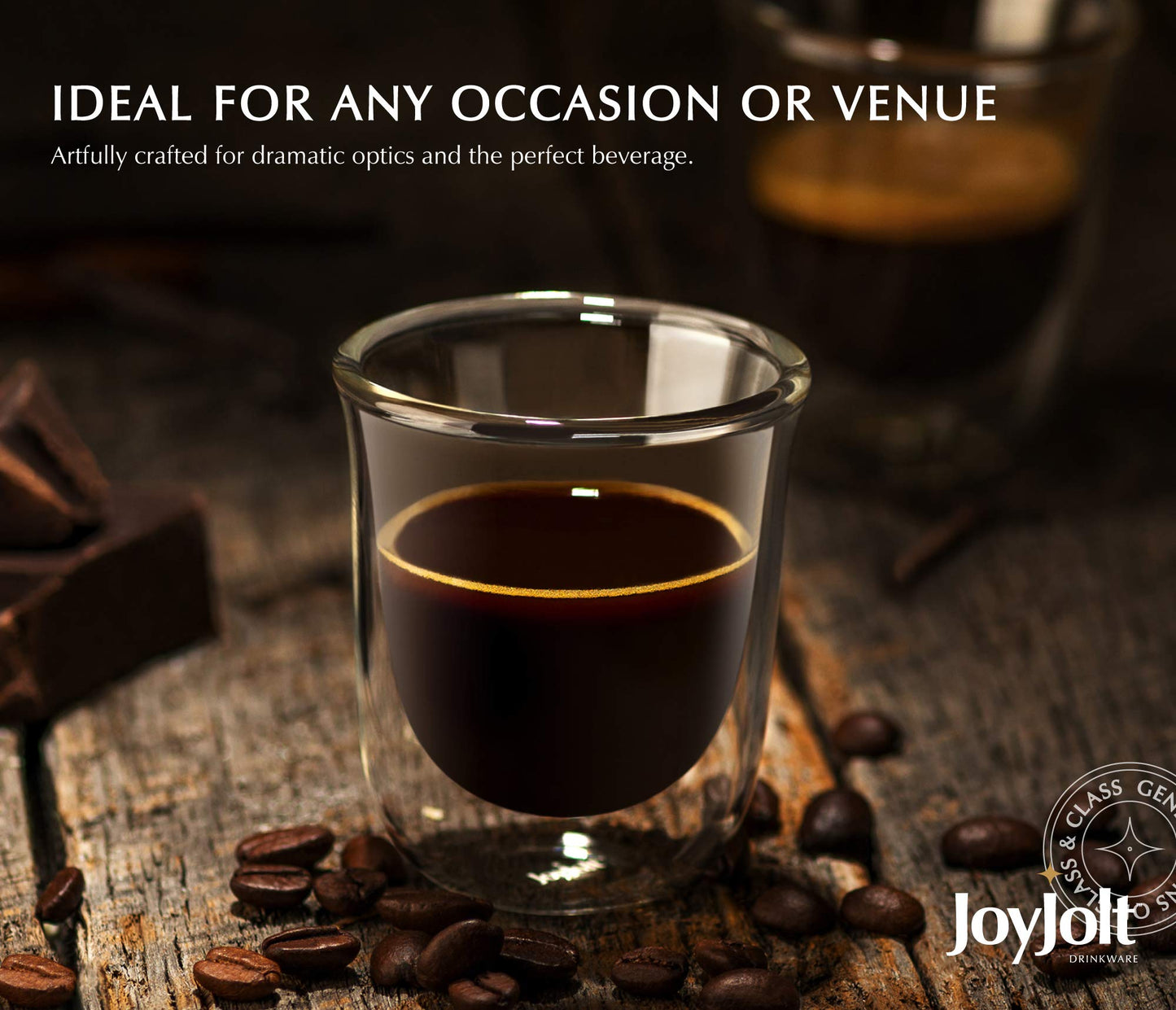 Vasos de Café Expreso JoyJolt Doble Pared 2 Onzas Juego de 4