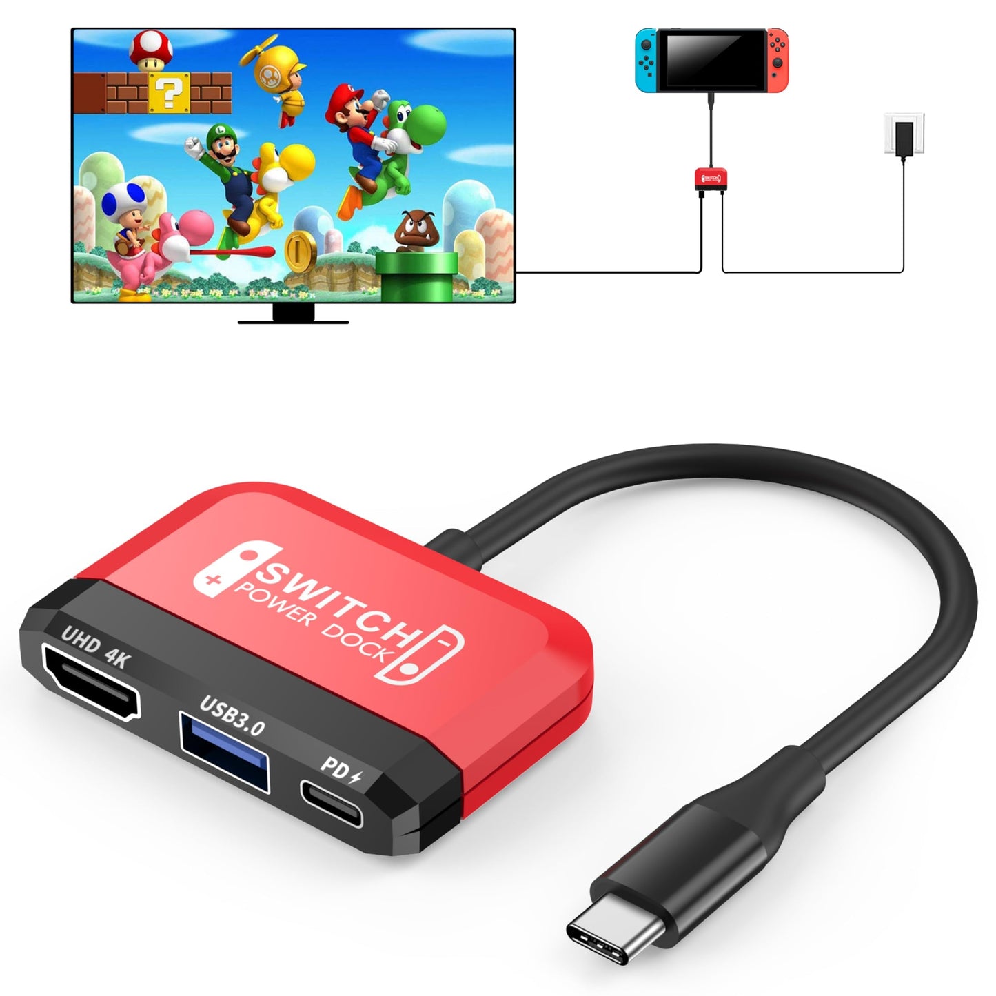GKEAPZA Dock para Nintendo Switch/OLED, Mini TV Dock 3 en 1 con Puerto 4K HDMI USB 3.0 Carga USB C PD 101W, Base Portátil de Viaje