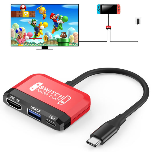 GKEAPZA Dock para Nintendo Switch/OLED, Mini TV Dock 3 en 1 con Puerto 4K HDMI USB 3.0 Carga USB C PD 101W, Base Portátil de Viaje