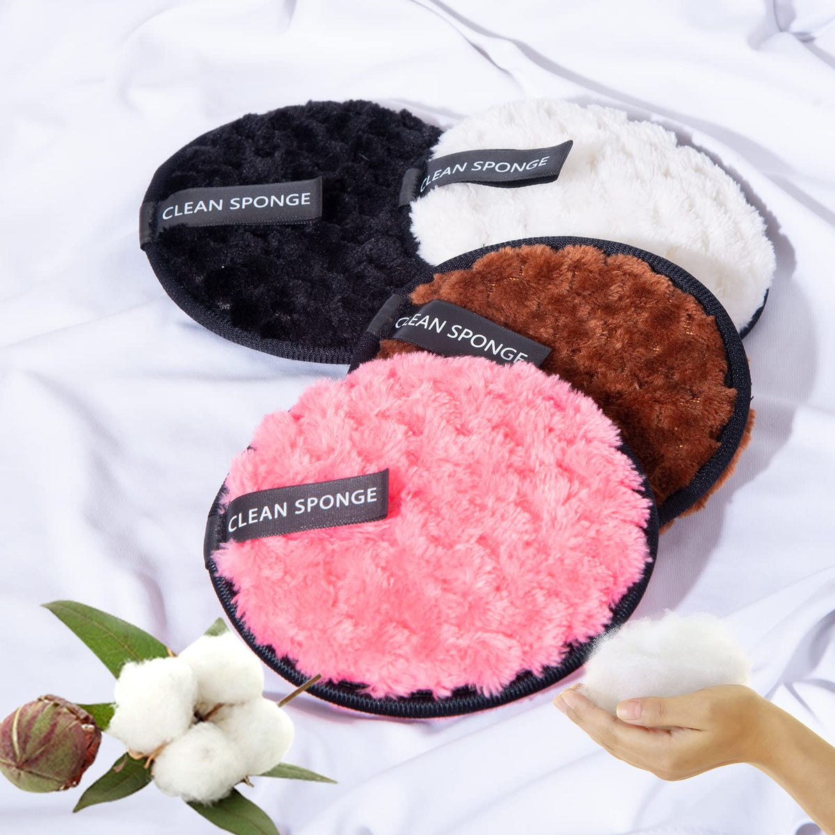 Almohadillas Desmaquillantes Suaves YISHIQIYimingbuty para Todo Tipo de Pieles Microfibra Reutilizables 4 Piezas