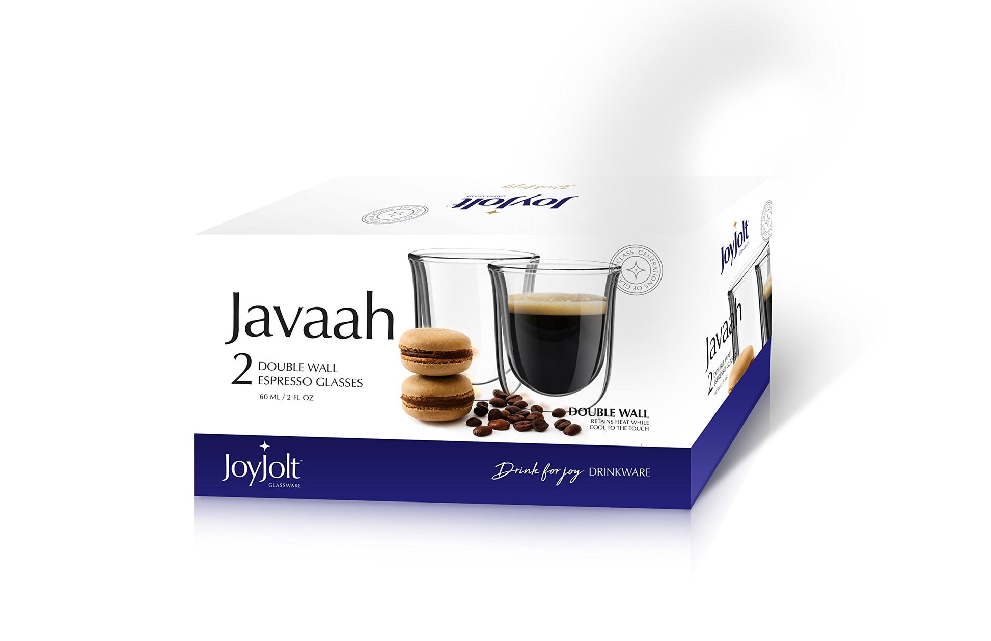 Vasos de Doble Pared JoyJolt Javaah Transparente Juego de 2 para Expreso