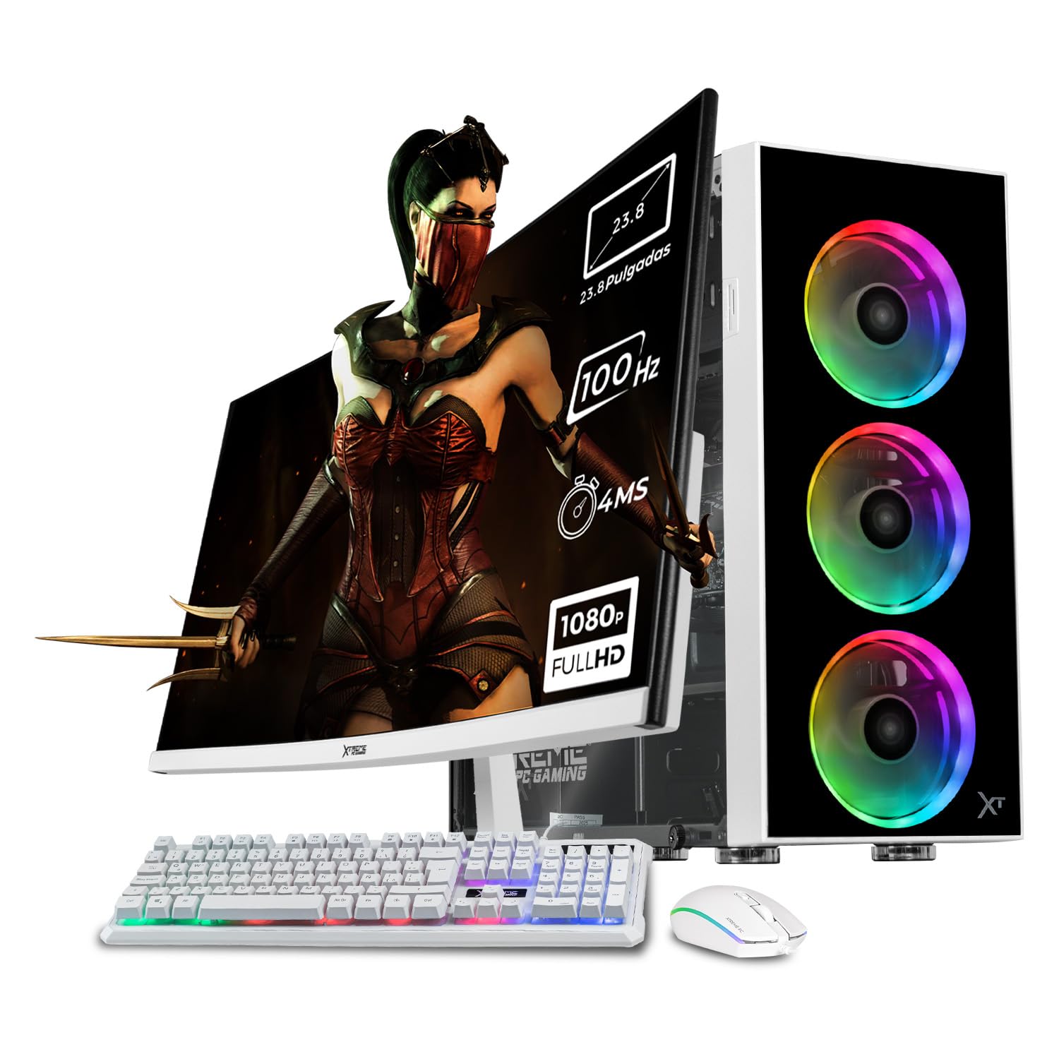 PC Gaming AMD Xtreme Dragonfly White Ryzen 7 5700G SSD 1TB Monitor Curvo 23.8 100Hz 16GB Radeon Vega