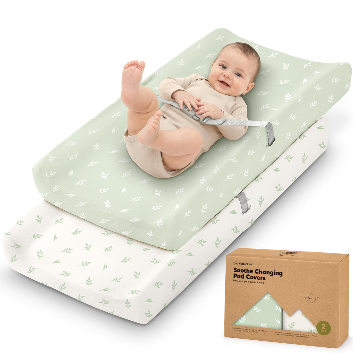 Paquete de 2 Fundas Orgánicas para Cambiador para Niña, Niño, Neutro, 100% Algodón, Funda Suave para Cambiador de Pañales, Sábanas para Cambiador de Pañales, Forro de Cambiador de Contorno, Funda