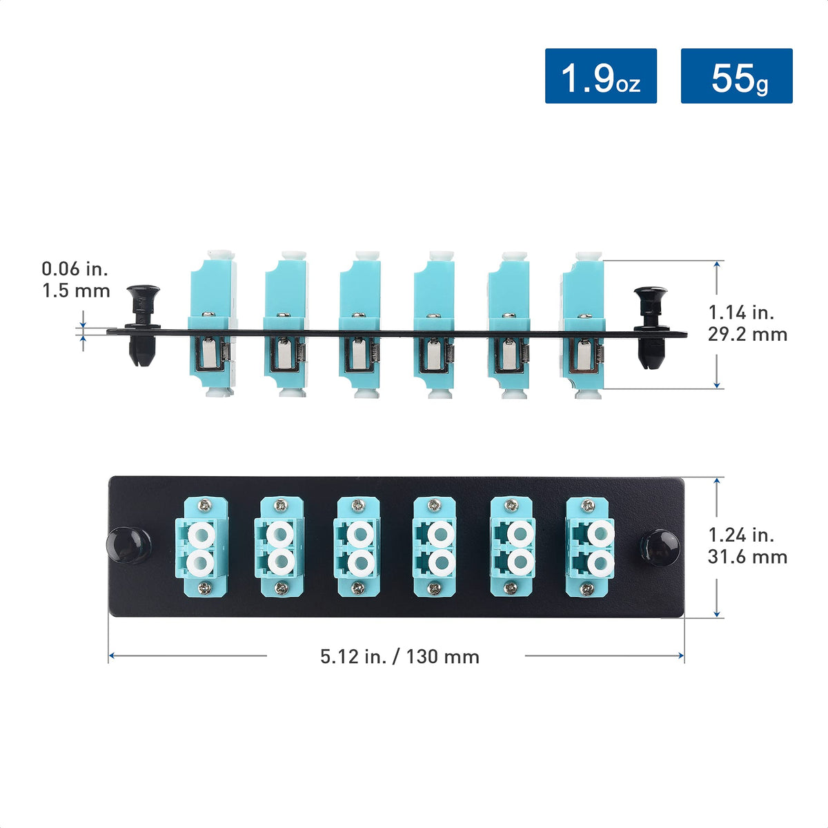 Panel de Conexión Multimodo Cable Matters Verde OM4 OM3 con Adaptadores Fibra Óptica LC UPC Compatible con LGX