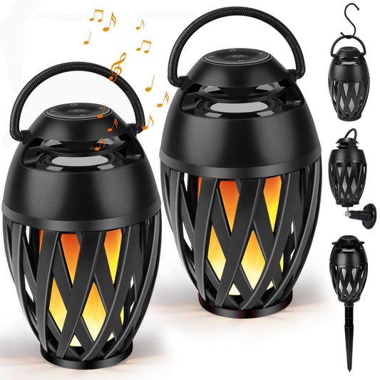 Altavoz Bluetooth para exteriores con efecto de llama parpadeante LED, regalo para hombres, sonido estéreo HD, IPX5, impermeable, portátil, antorcha Tiki, decoración para fiestas, patio, jardín con
