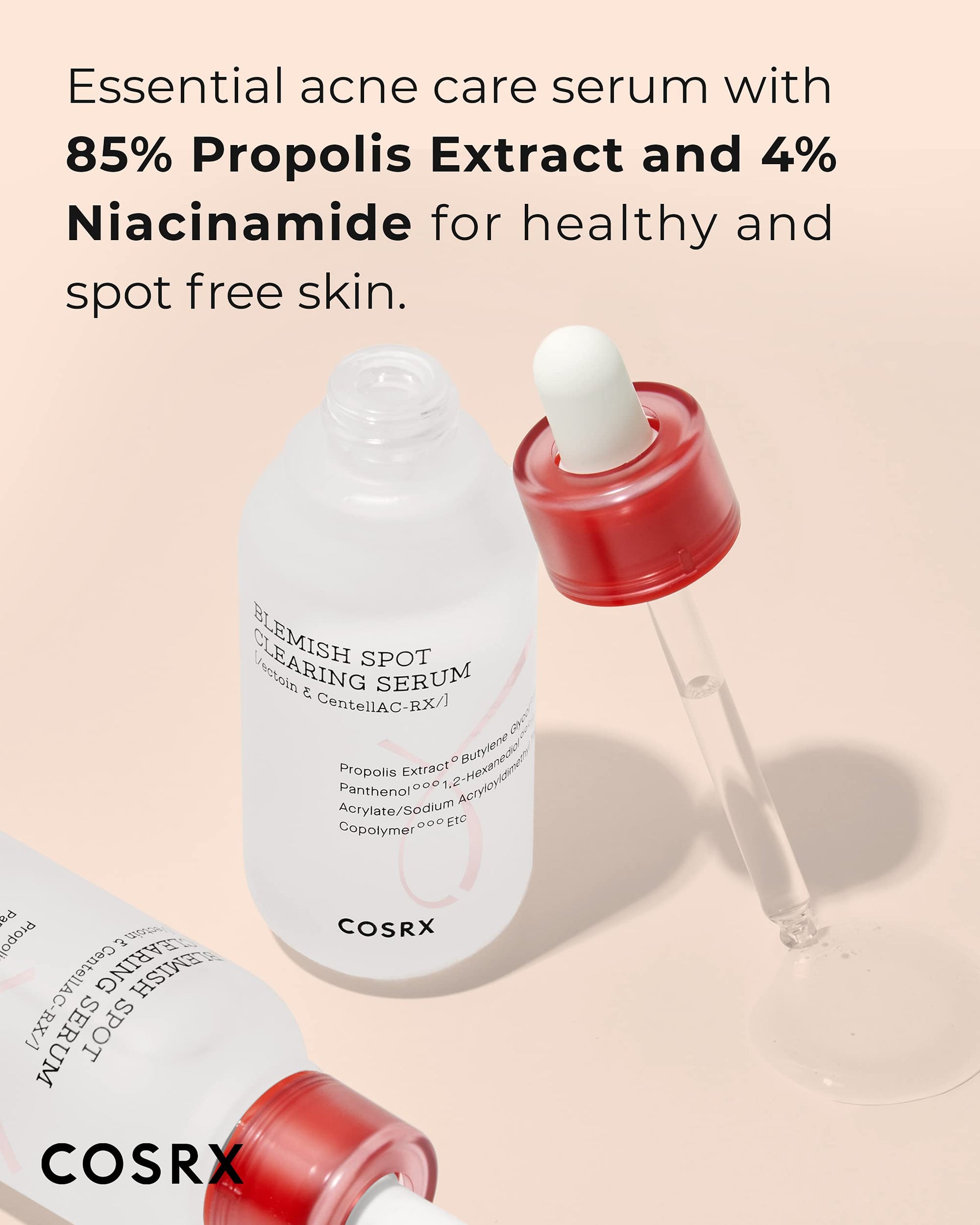 COSRX AC Collection - Suero limpiador de manchas, 40 ml, centella, niacinamida, suero EGF, sin pruebas en animales, sin parabenos