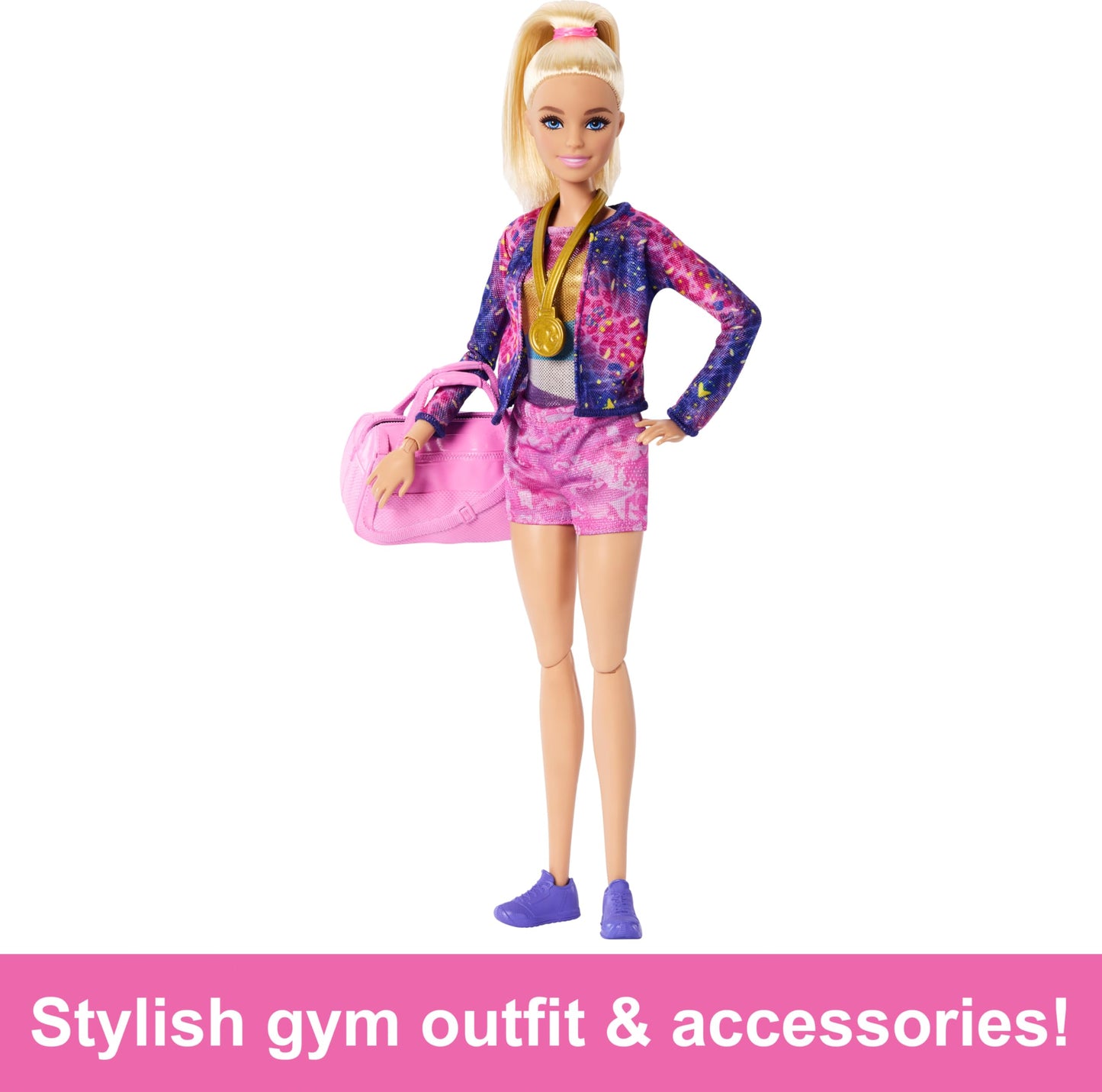 Barbie, Profesiones, Set de Juego Gimnasta, Muñeca con Cabello Rubio, para Niñas de 3 Años en Adelante, Mattel, Gimnasia, Viga de Equilibrio y más de 10 Piezas temáticas