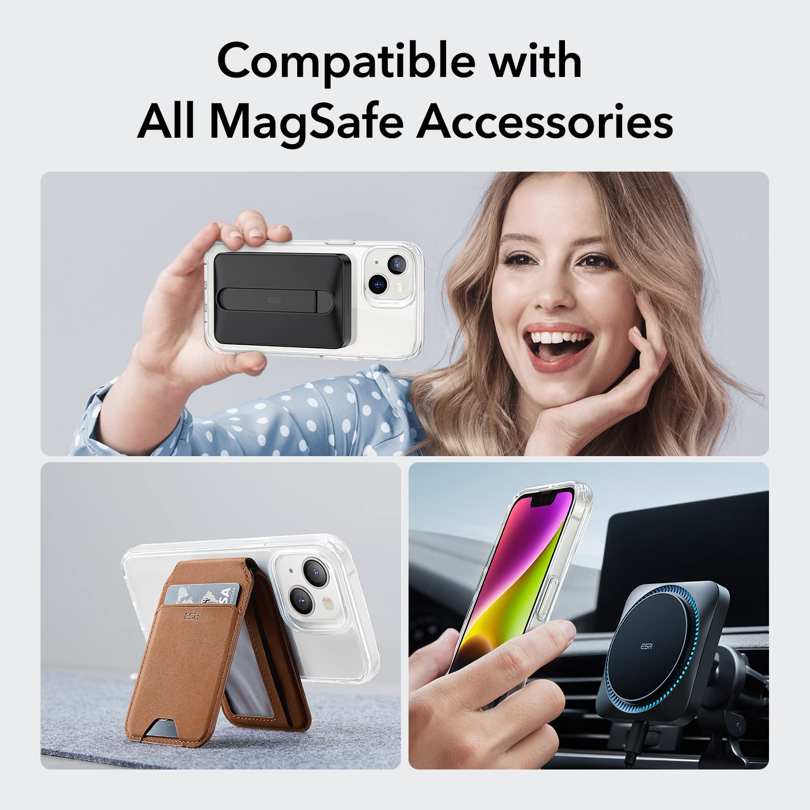 ESR Funda Híbrida con HaloLock Compatible con iPhone 13, Compatible Carga Magnética, Respaldo Resistente a Arañazos, Protección Mejorada contra Caídas, Serie Classic, Transparente