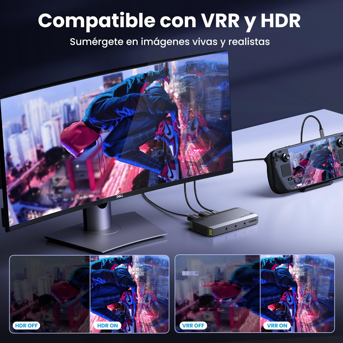 UGREEN 4K@60Hz Capturadora de Video, HDMI a USB C Tarjeta de Captura Full HD 1080P@120Hz, USB 3.0 con VRR y HDR para Transmisión, Juegos, Compatible con Switch 2, PS5 PS4 Xbox Series X/S, DSLR Camera