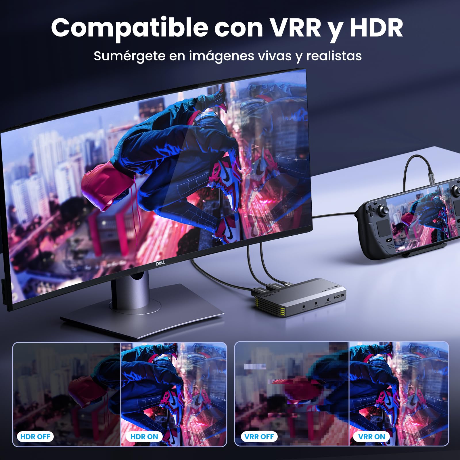 UGREEN 4K@60Hz Capturadora de Video, HDMI a USB C Tarjeta de Captura Full HD 1080P@120Hz, USB 3.0 con VRR y HDR para Transmisión, Juegos, Compatible con Switch 2, PS5 PS4 Xbox Series X/S, DSLR Camera